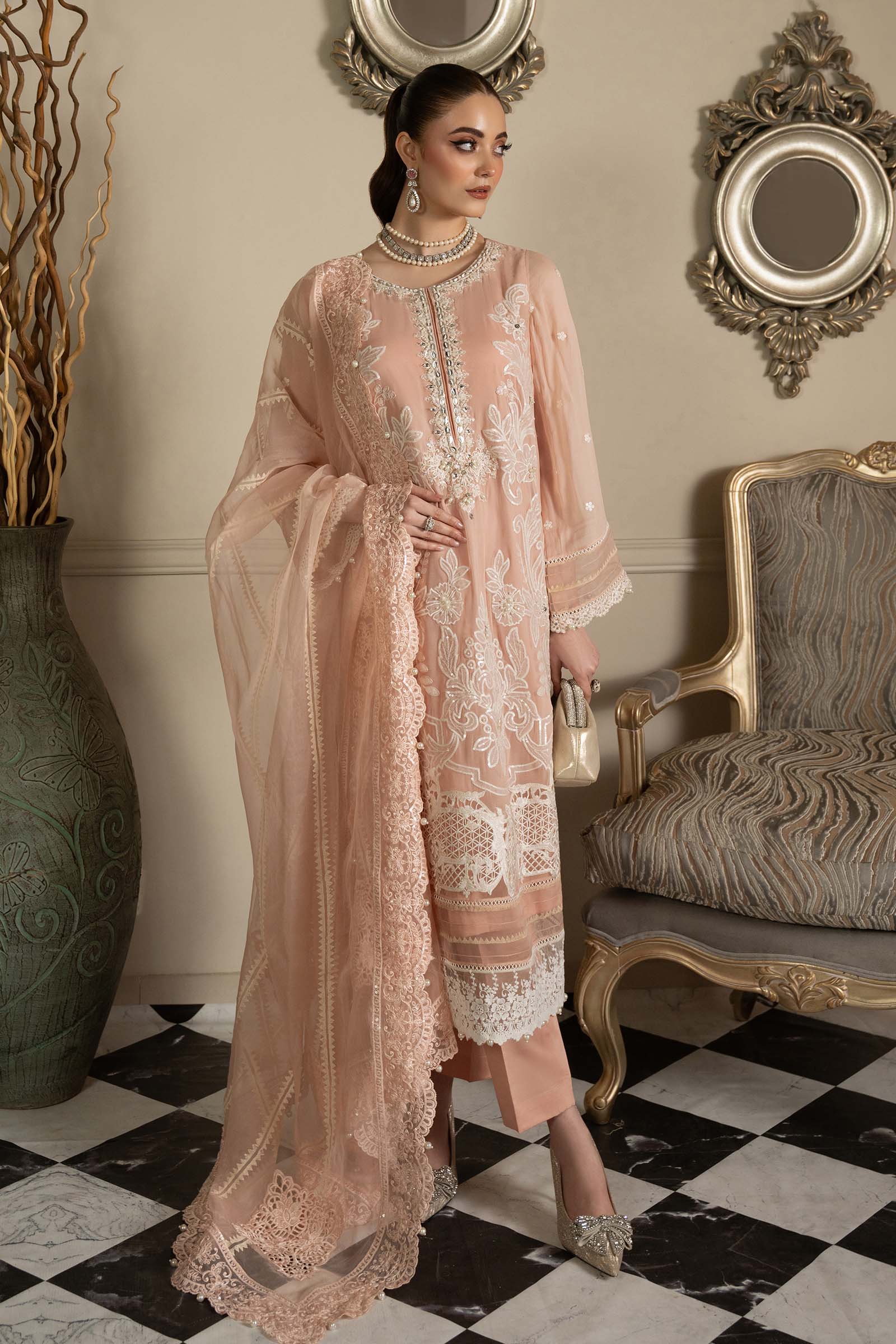 3 Piece Embroidered Chiffon Suit - Image 6