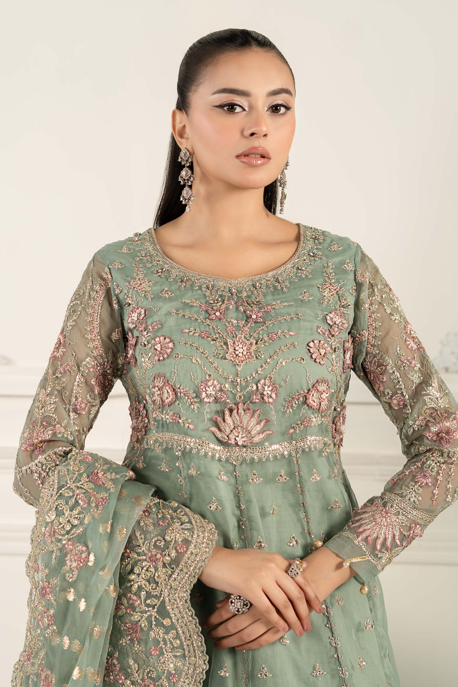 3 Piece Embroidered Organza Suit - Image 2