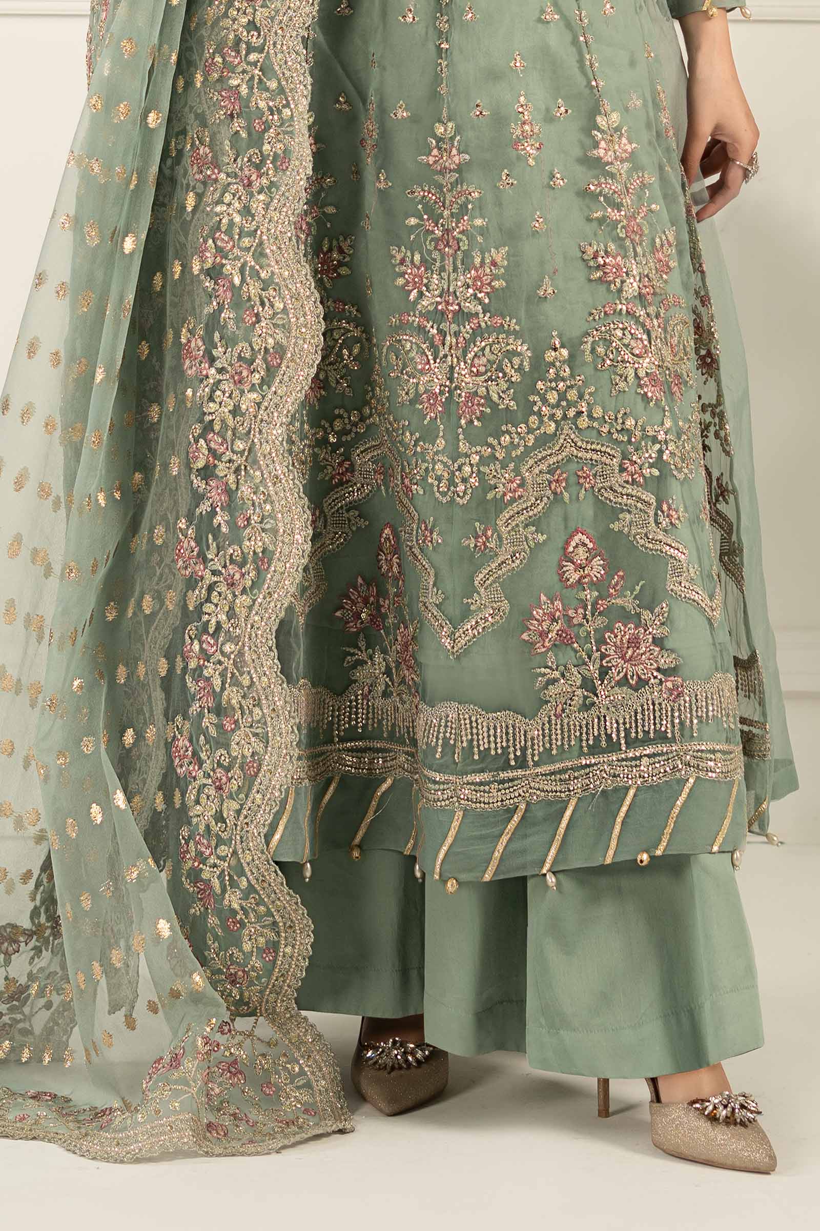 3 Piece Embroidered Organza Suit - Image 5