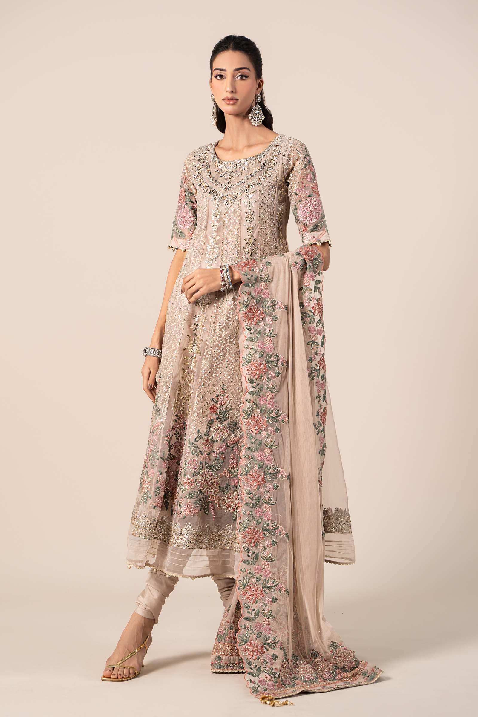 3 Piece Embroidered Organza Suit