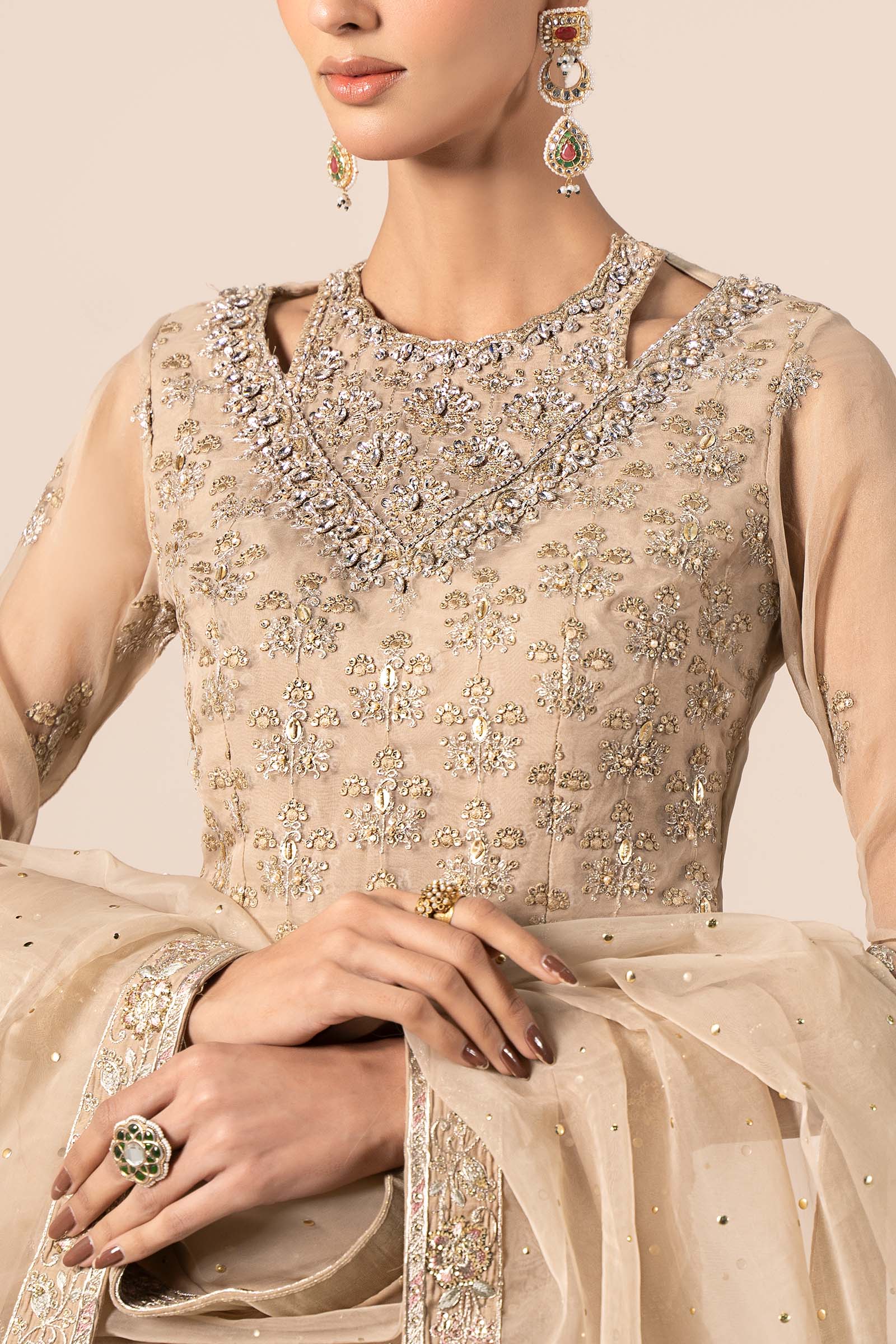 3 Piece Embroidered Organza Suit - Image 6