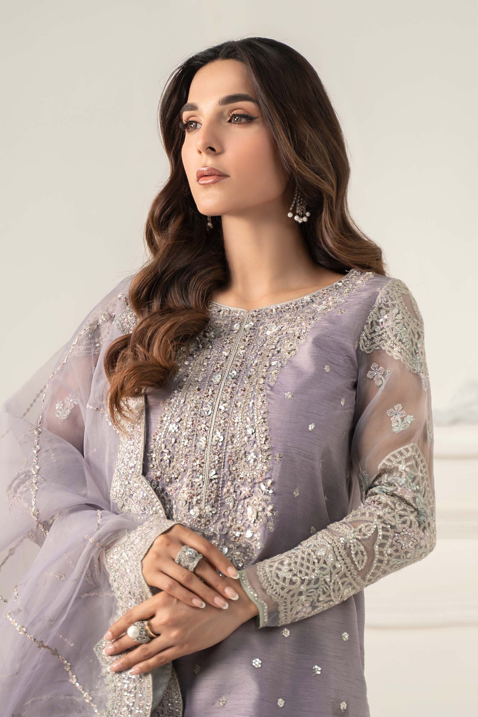 3 Piece Embroidered Raw Silk Suit - Image 3