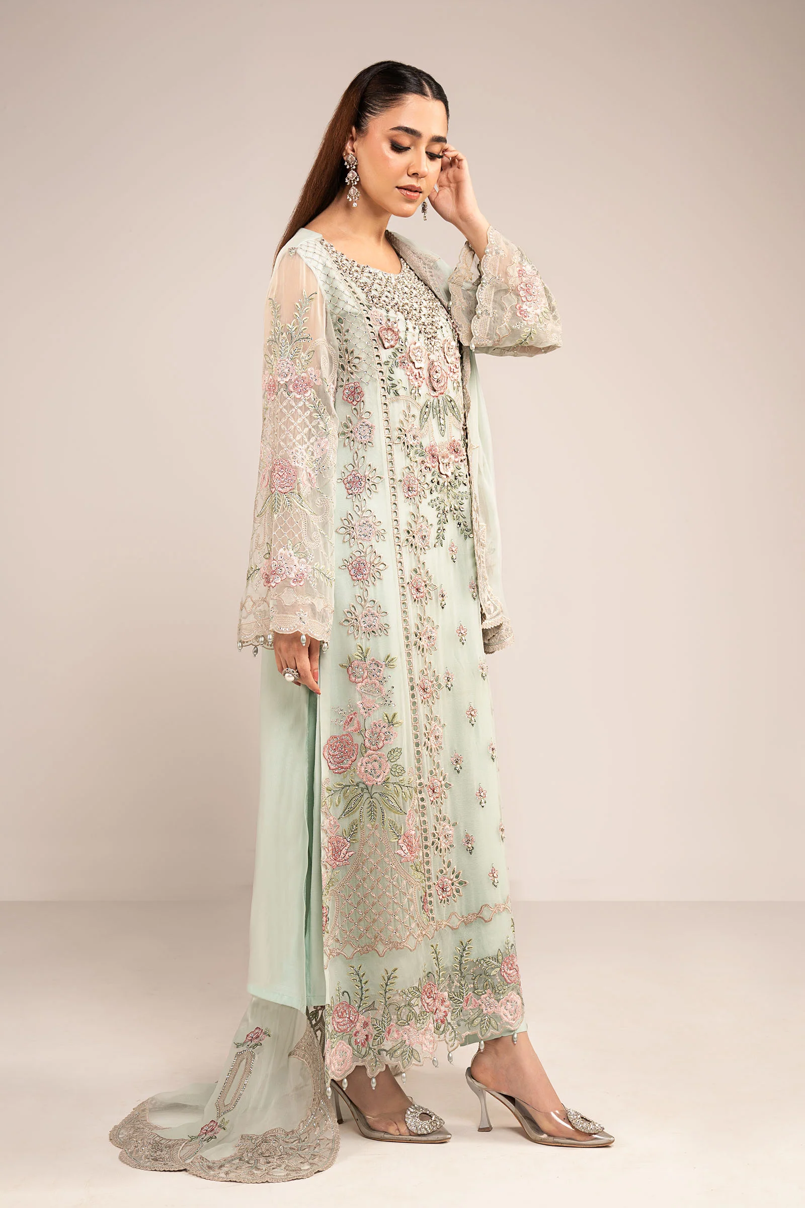 3 Piece Embroidered Chiffon Suit - Image 7