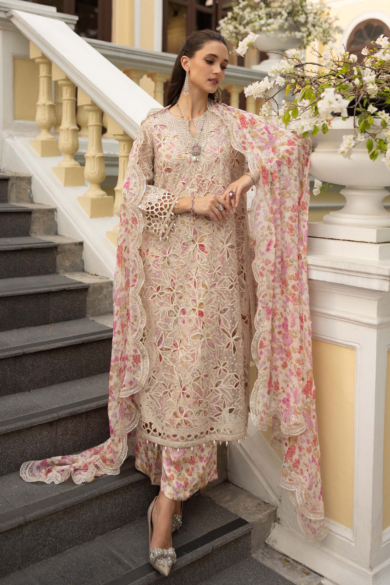 3 Piece Embroidered Organza Suit - Image 3