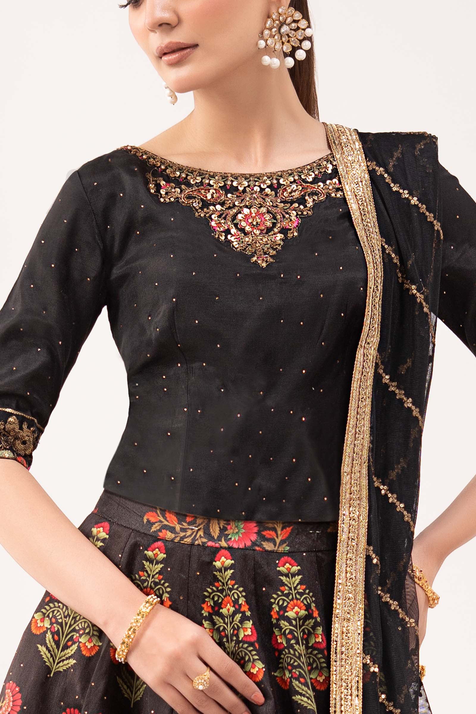 3 Piece Embroidered Raw Silk Suit - Image 6