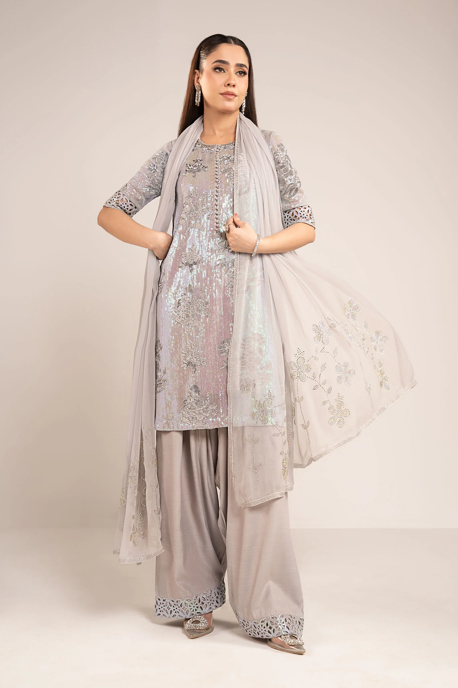 3 Piece Embroidered Chiffon Suit - Image 17
