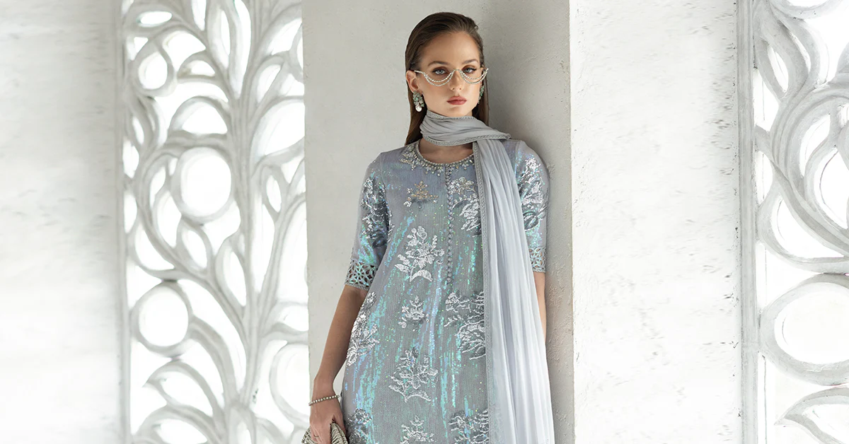 3 Piece Embroidered Chiffon Suit - Image 21