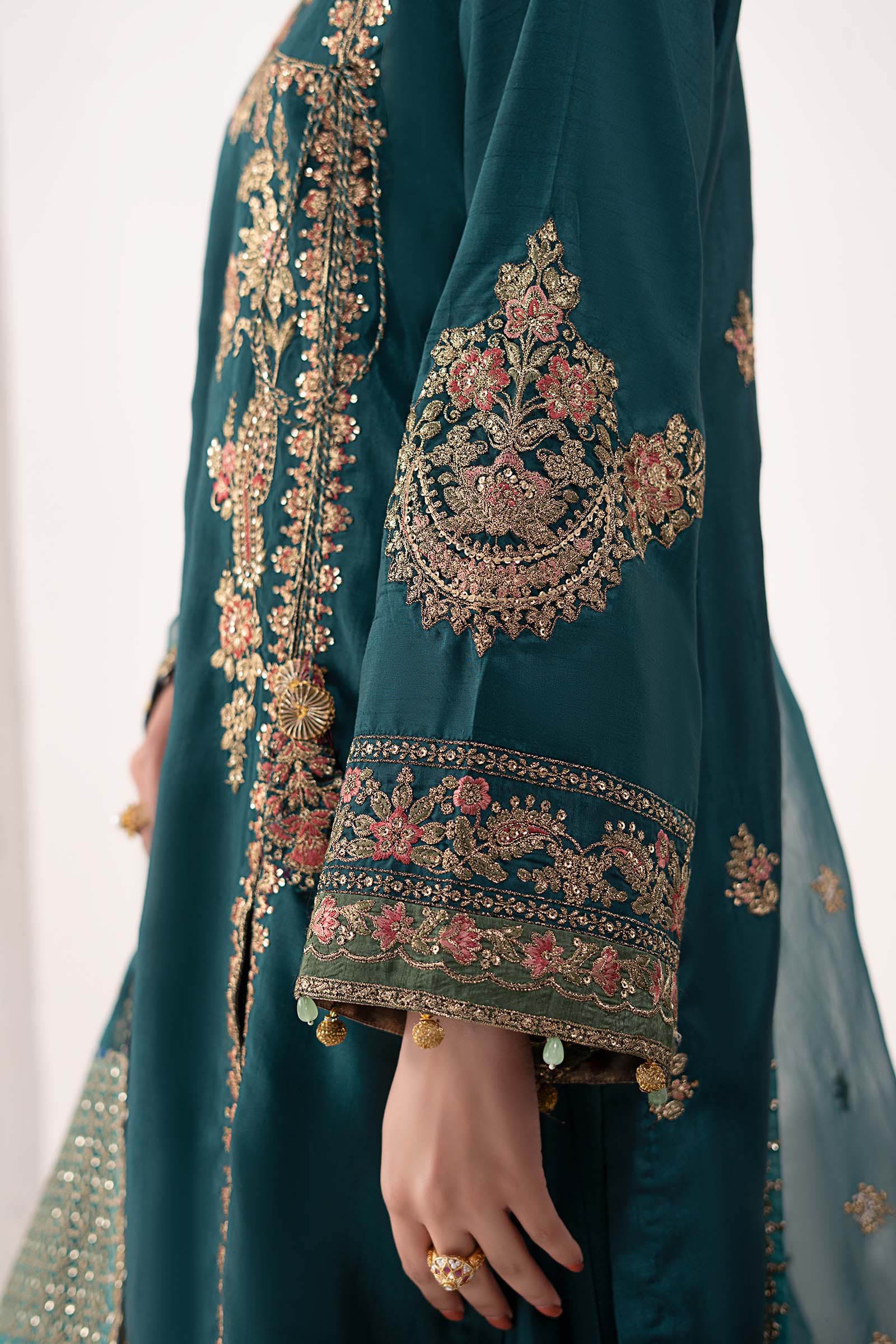 3 Piece Embroidered Raw Silk Suit - Image 4