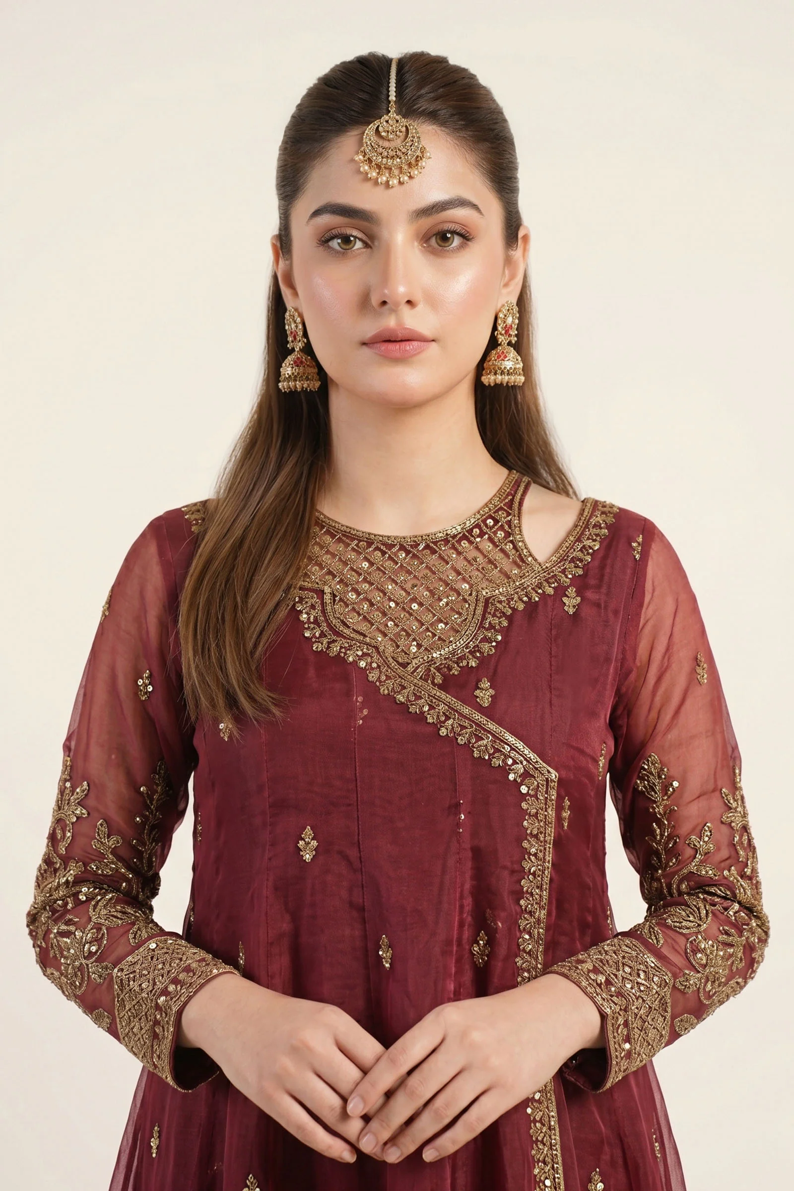 3 Piece Embroidered Organza Suit - Image 3