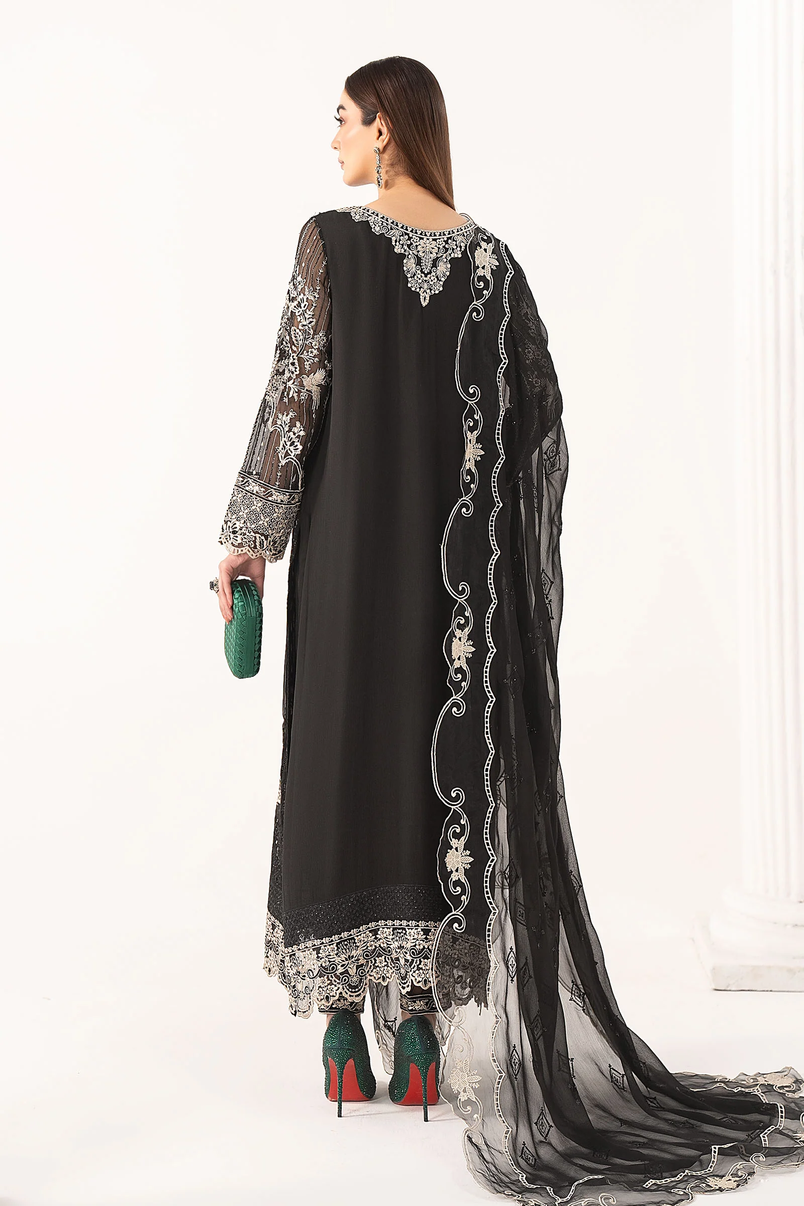 3 Piece Embroidered Chiffon Suit - Image 10