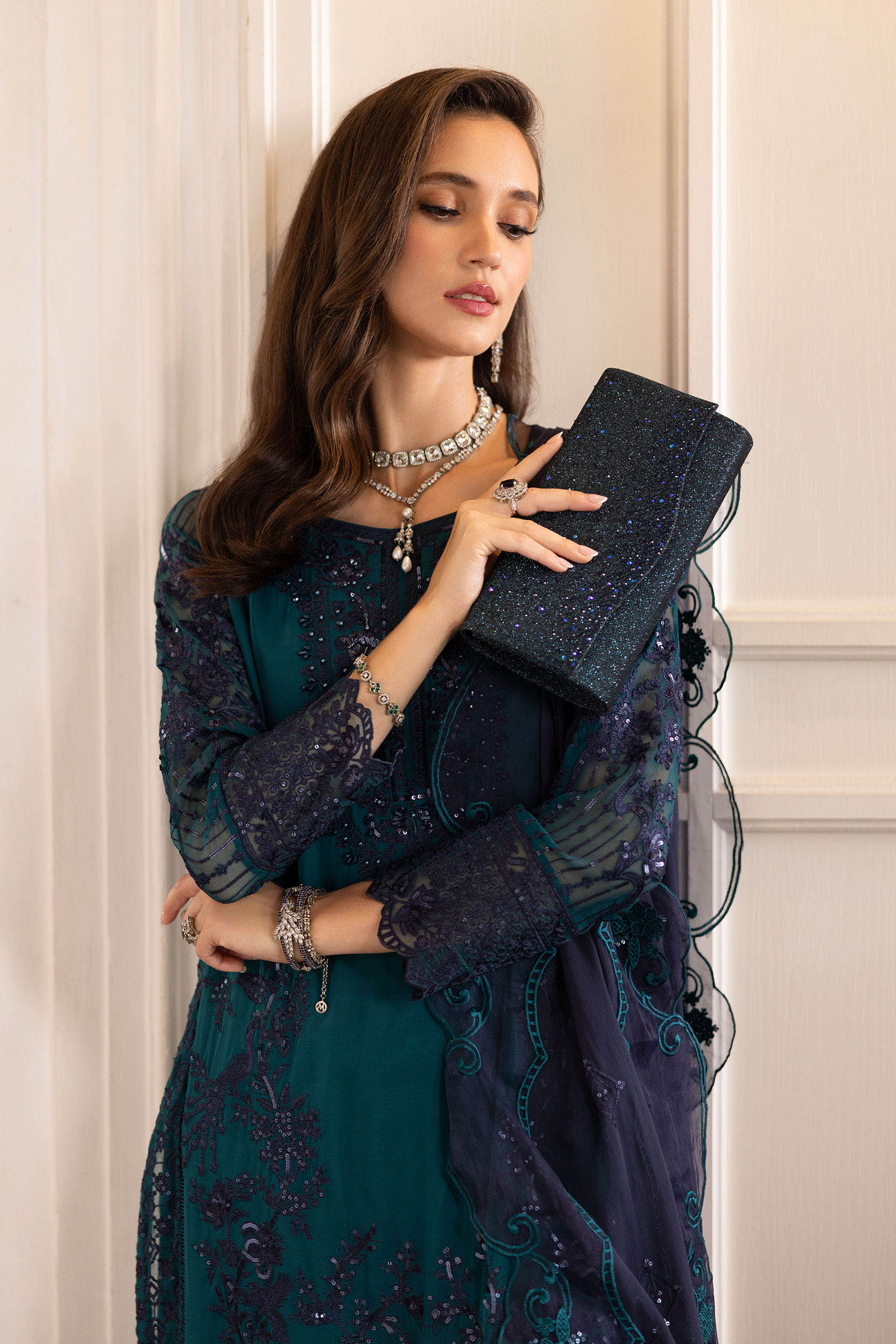 3 Piece Embroidered Chiffon Suit - Image 3