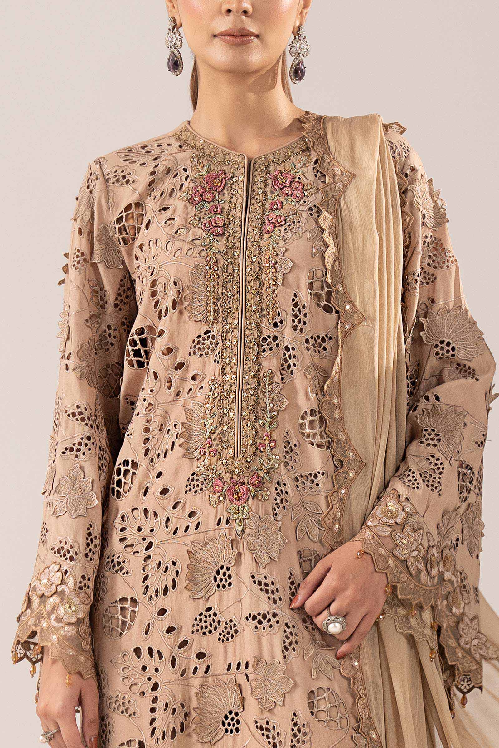 3 Piece Embroidered Raw Silk Suit - Image 5