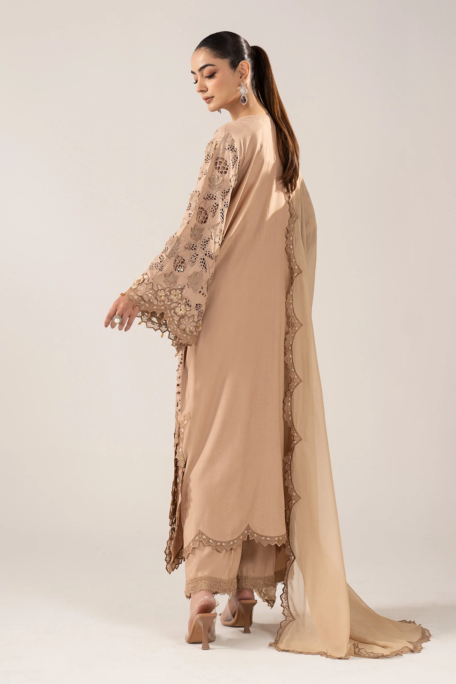 3 Piece Embroidered Raw Silk Suit - Image 9
