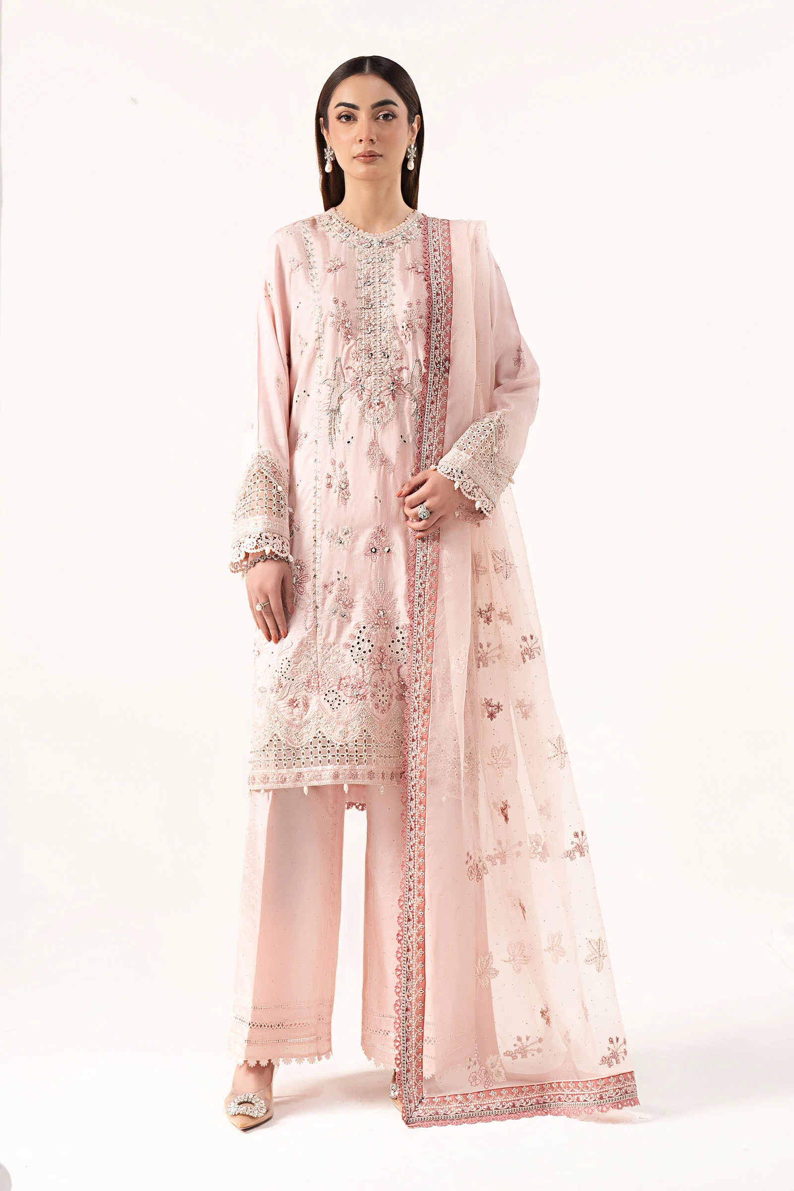 3 Piece Embroidered Raw Silk Suit - Image 2