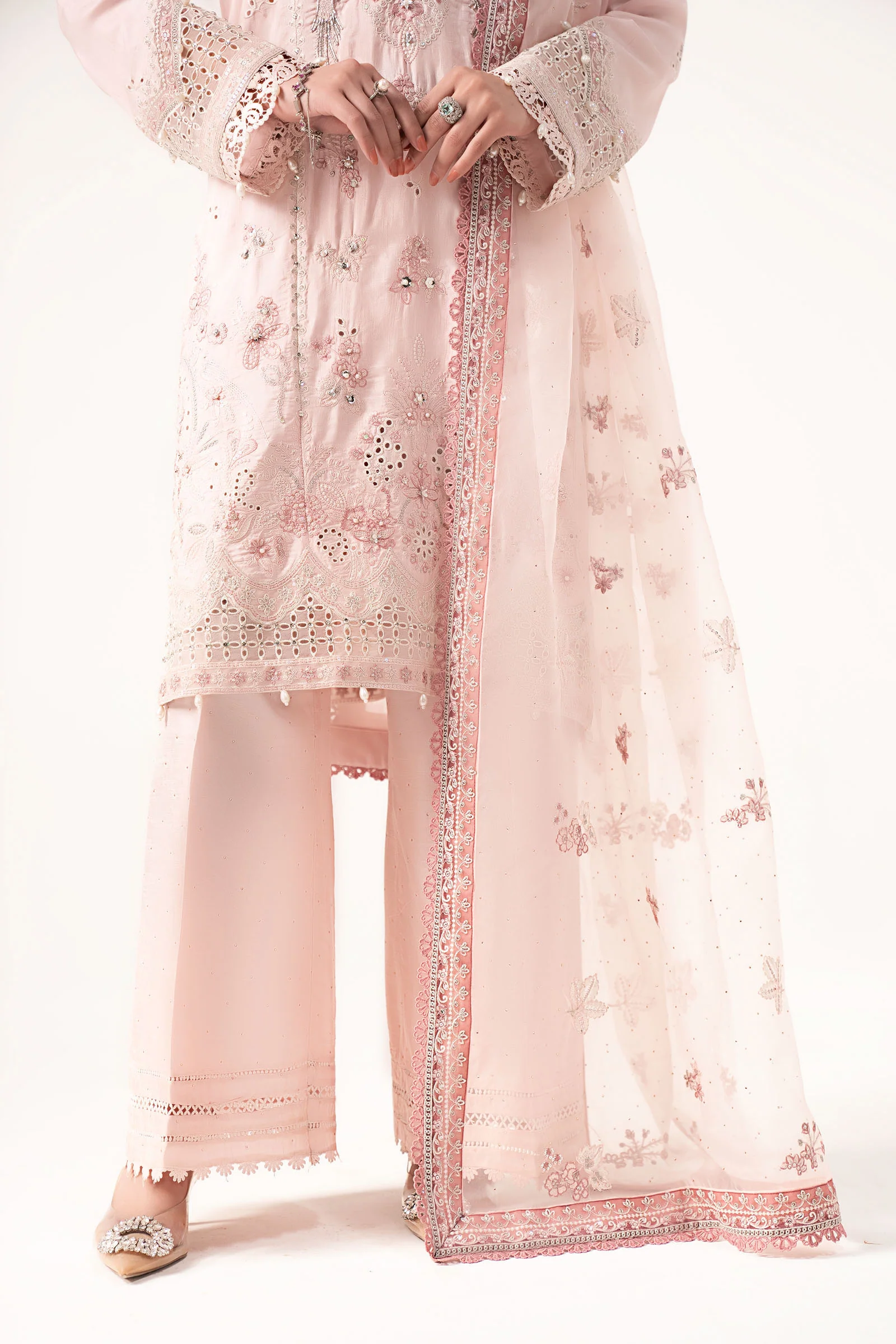 3 Piece Embroidered Raw Silk Suit - Image 5