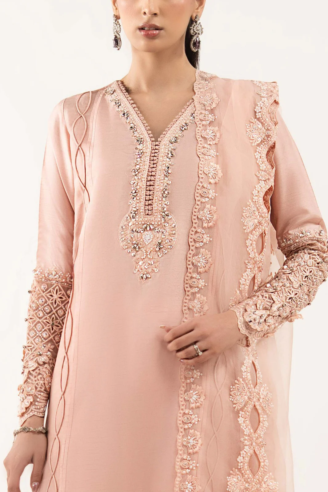 3 Piece Embroidered Raw Silk Suit - Image 5