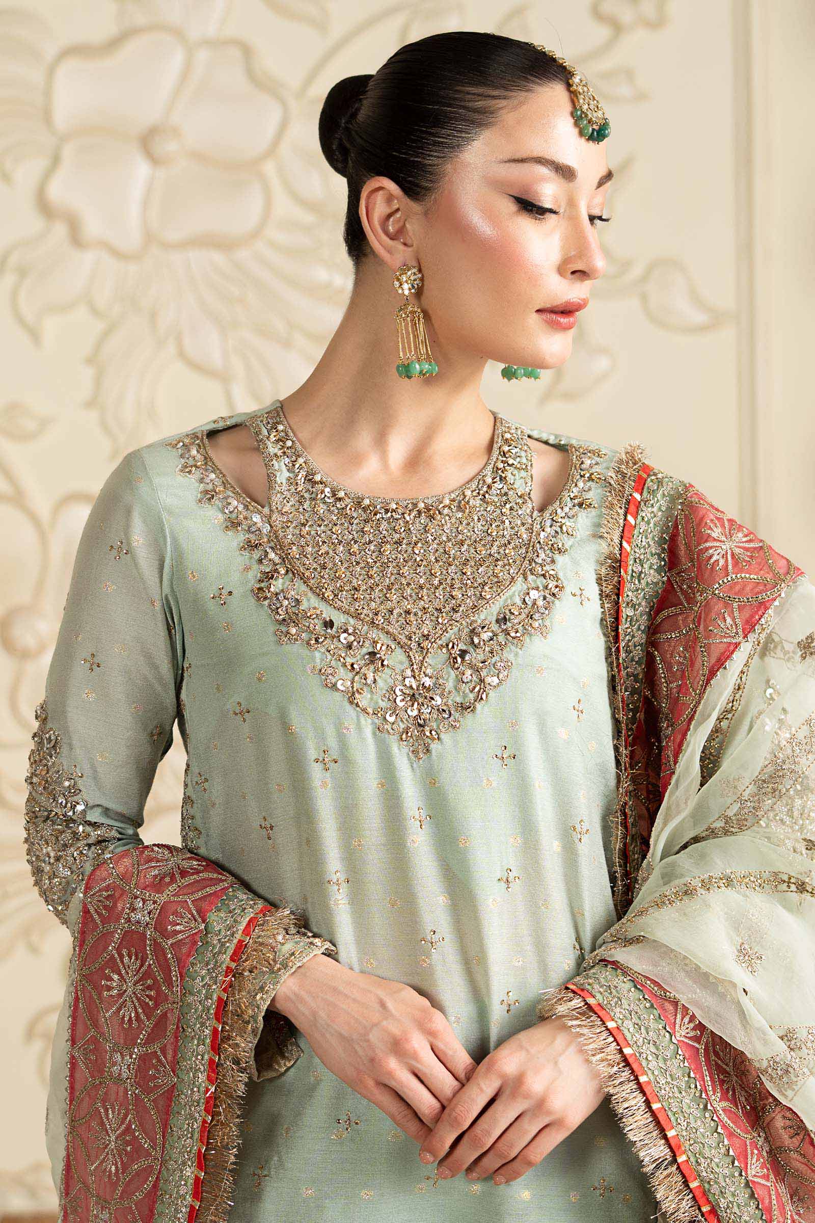 3 Piece Embroidered Cotton Lurex Suit - Image 2
