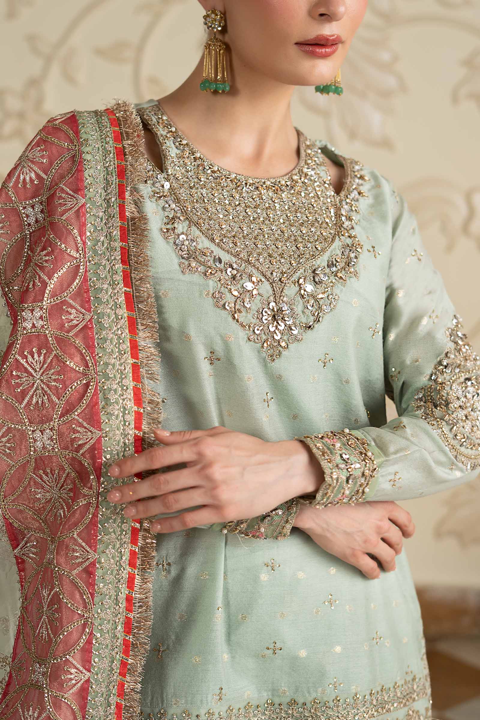 3 Piece Embroidered Cotton Lurex Suit - Image 3