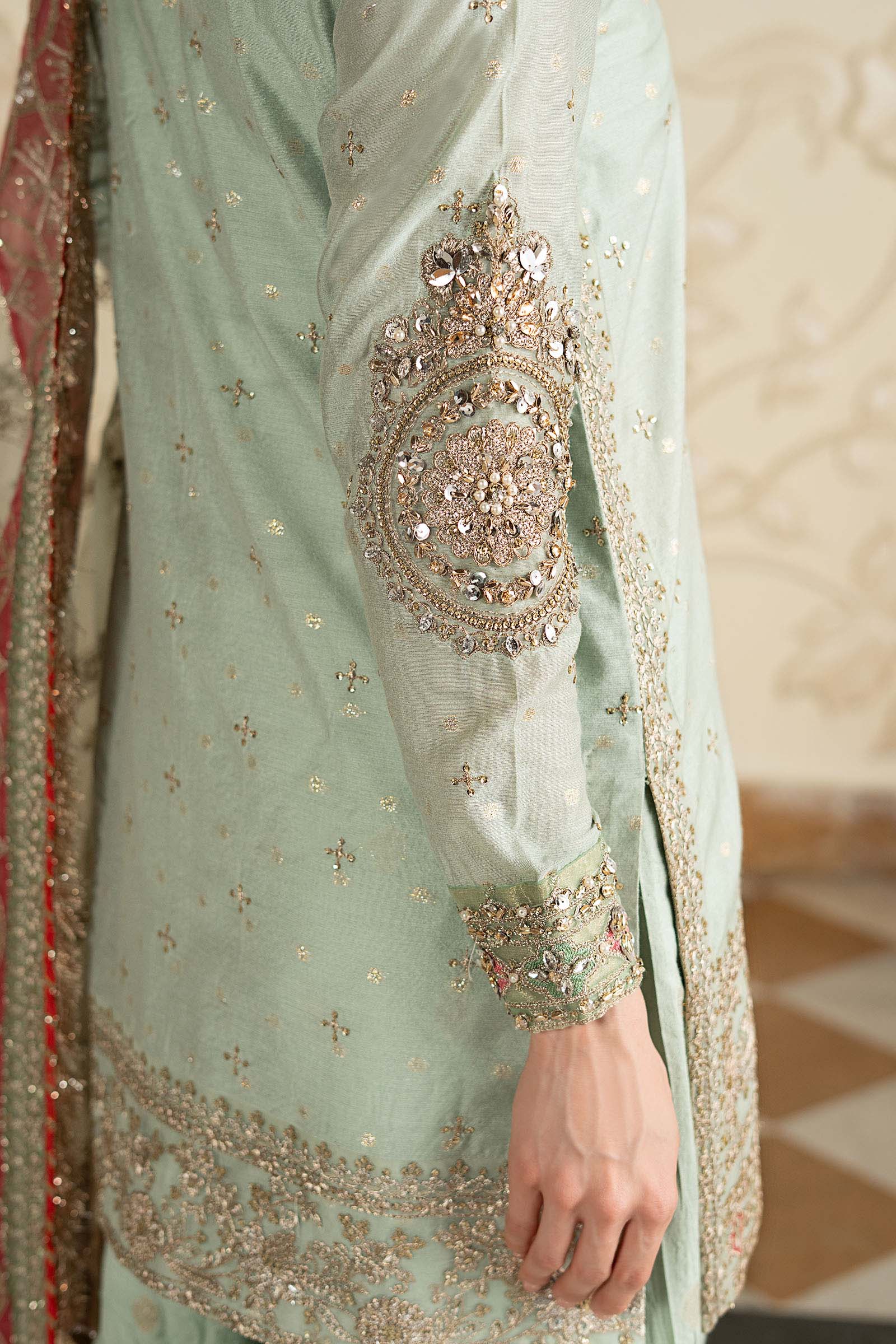 3 Piece Embroidered Cotton Lurex Suit - Image 5