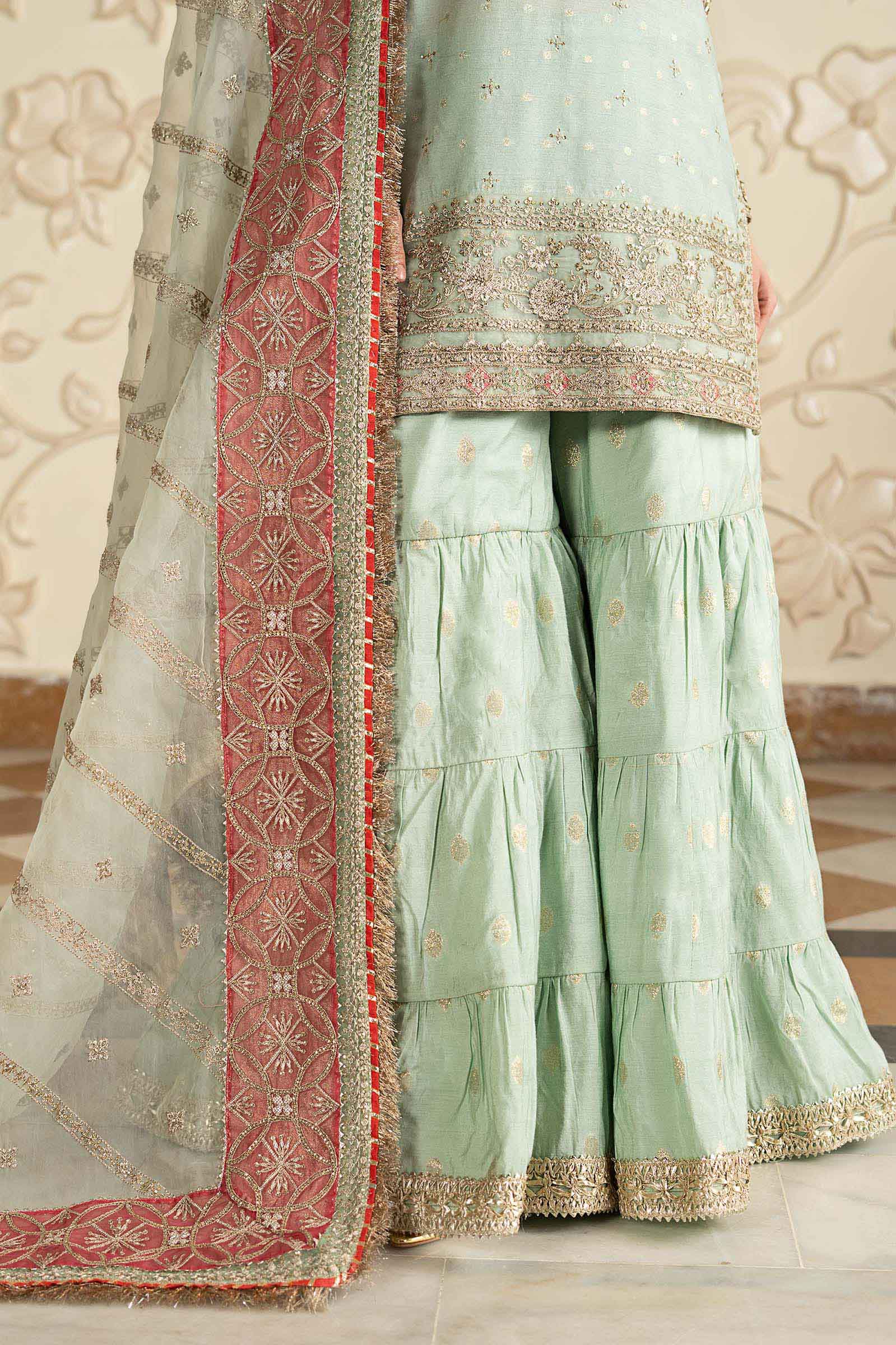 3 Piece Embroidered Cotton Lurex Suit - Image 6