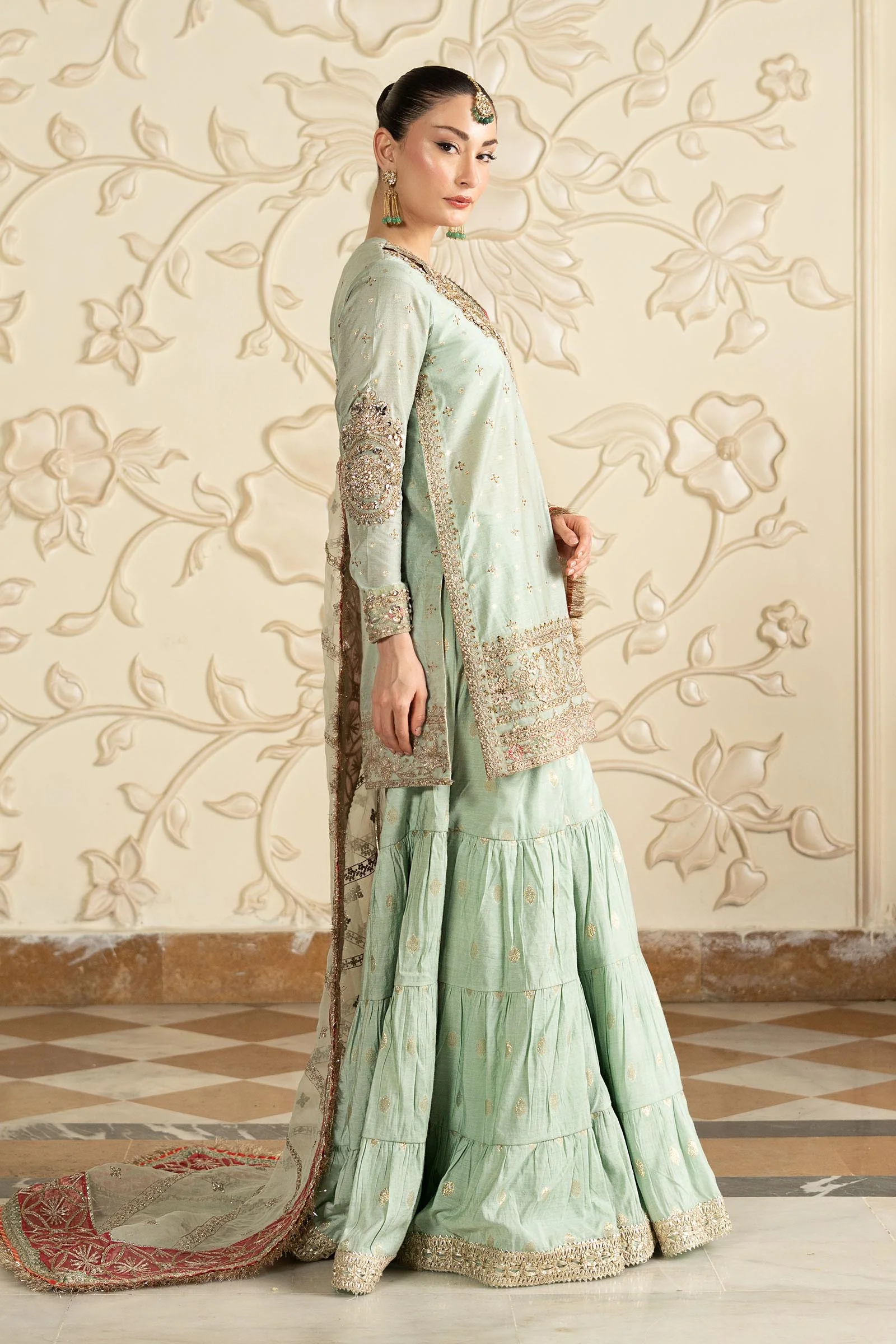 3 Piece Embroidered Cotton Lurex Suit - Image 7