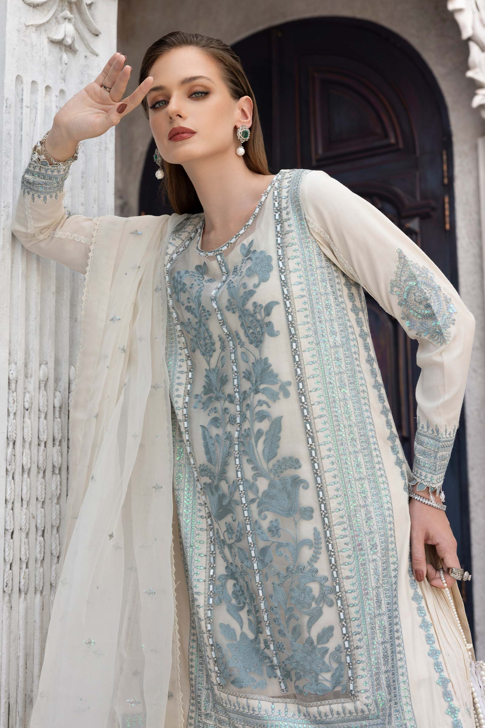 3 Piece Embroidered Organza Suit - Image 6