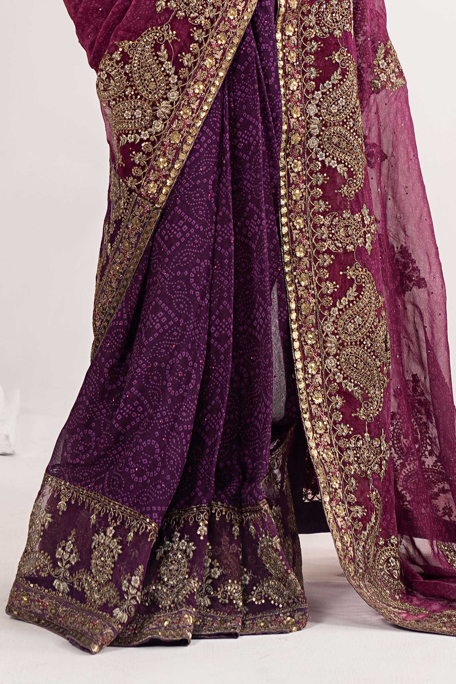 Embroidered Chiffon Saree - Image 8
