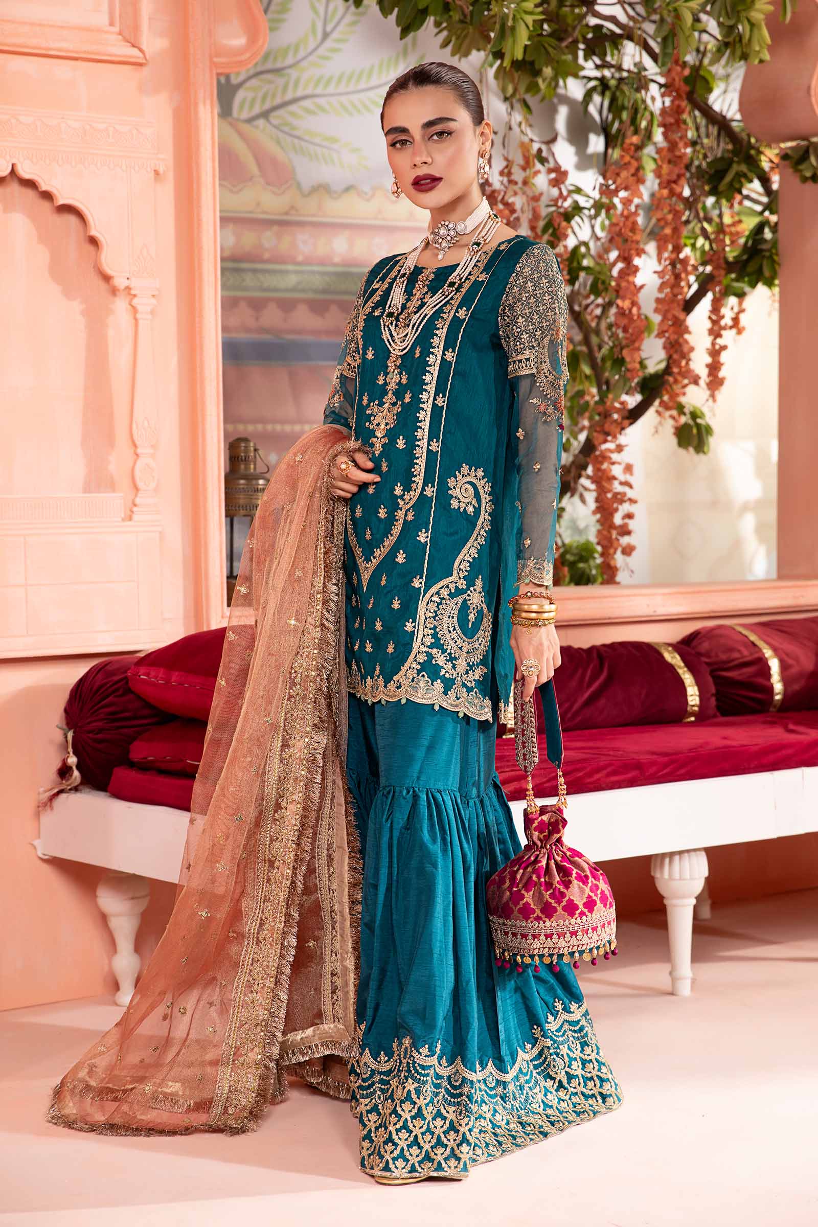 3 Piece Embroidered Bamber Raw Silk Suit - Image 5