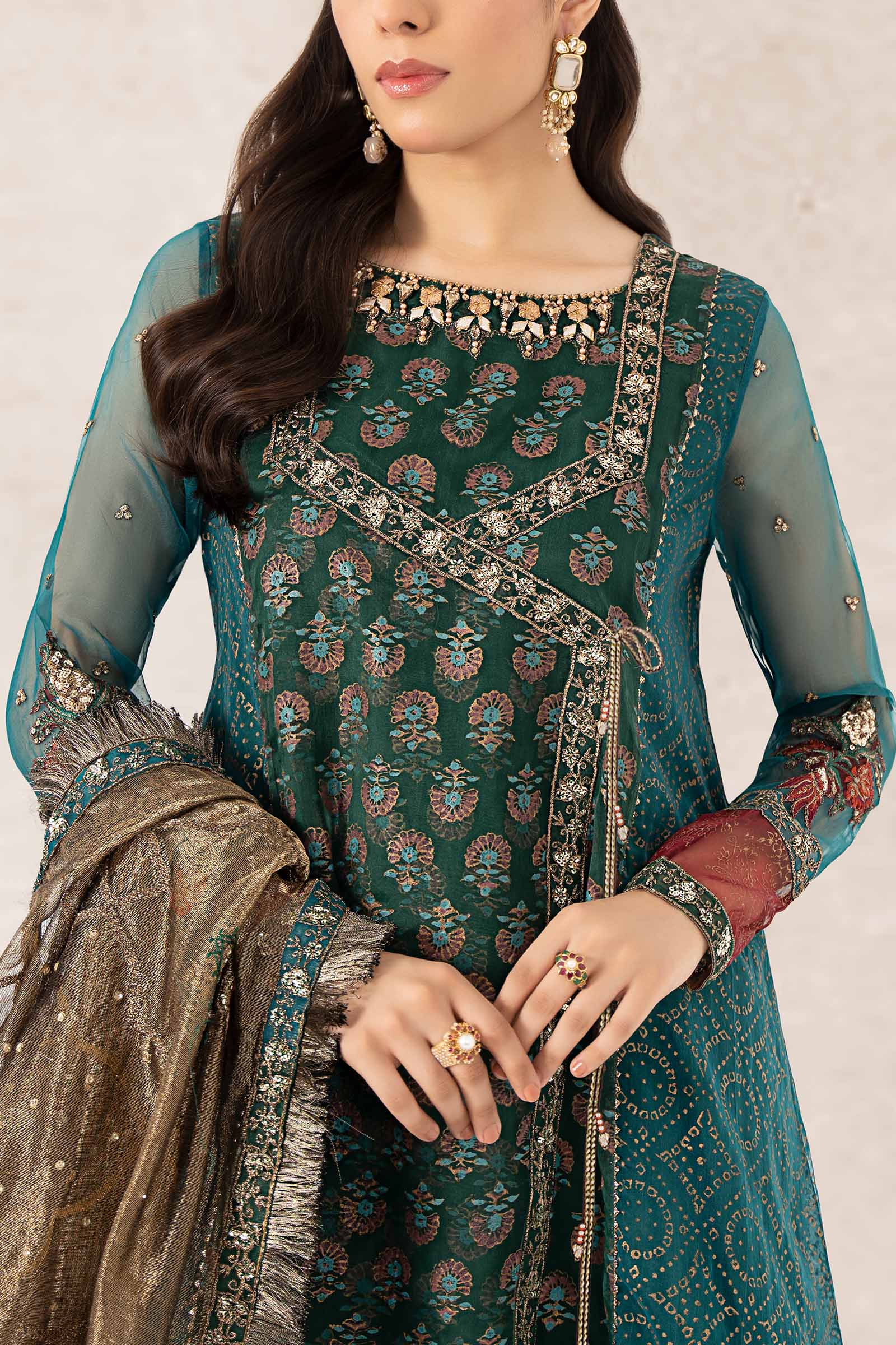3 Piece Printed Organza Suit - Image 3