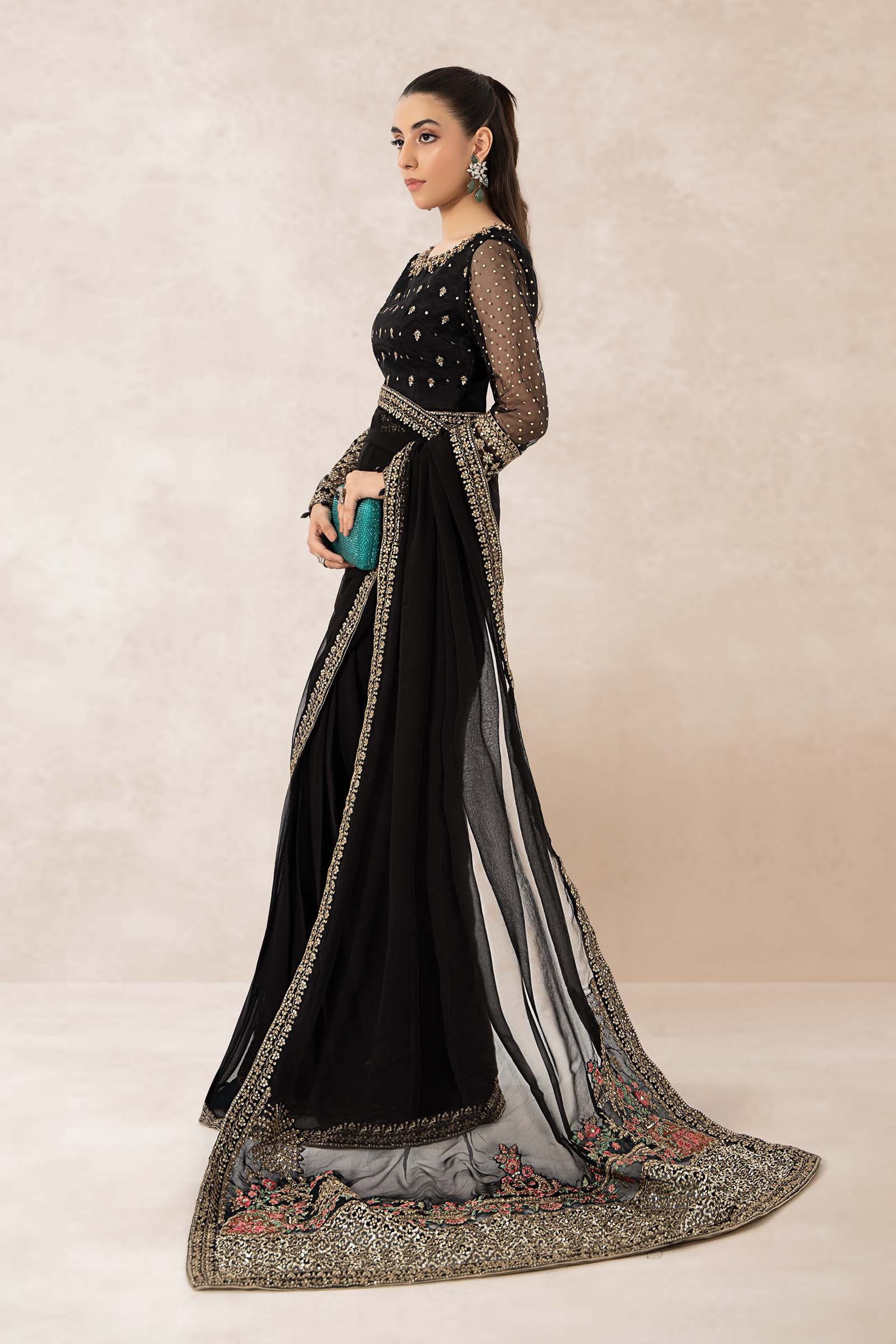 Embroidered Organza Saree - Image 6