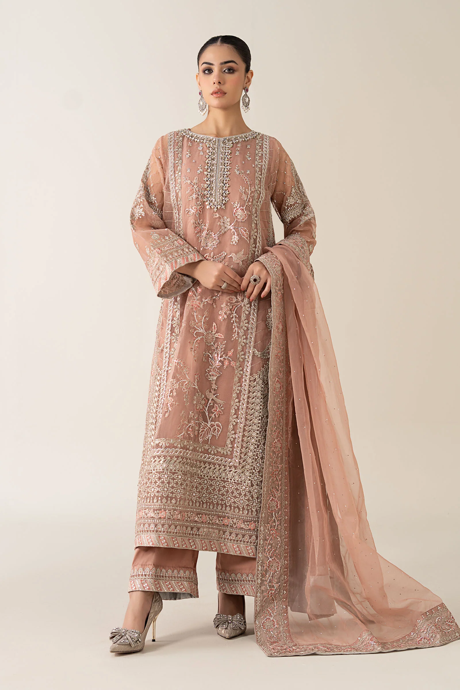 3 Piece Embroidered Organza Suit