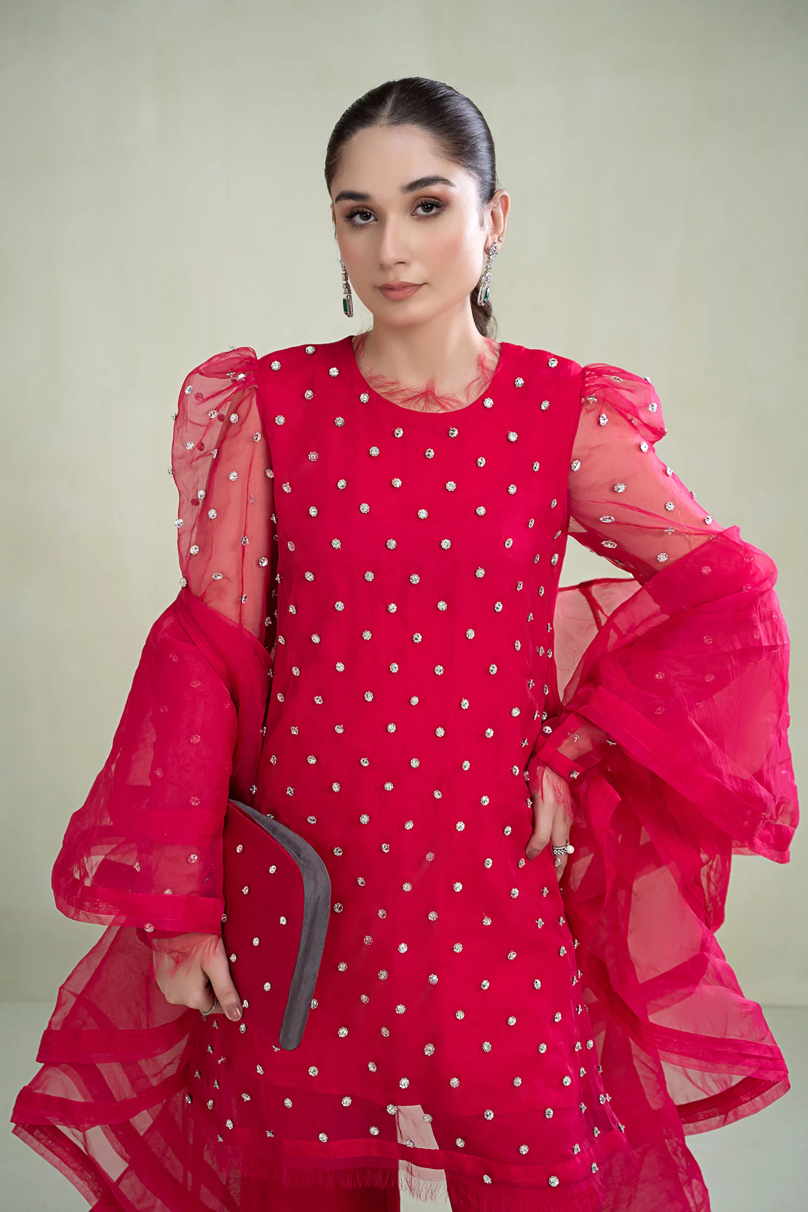 3 Piece Dyed Organza Suit - Image 2