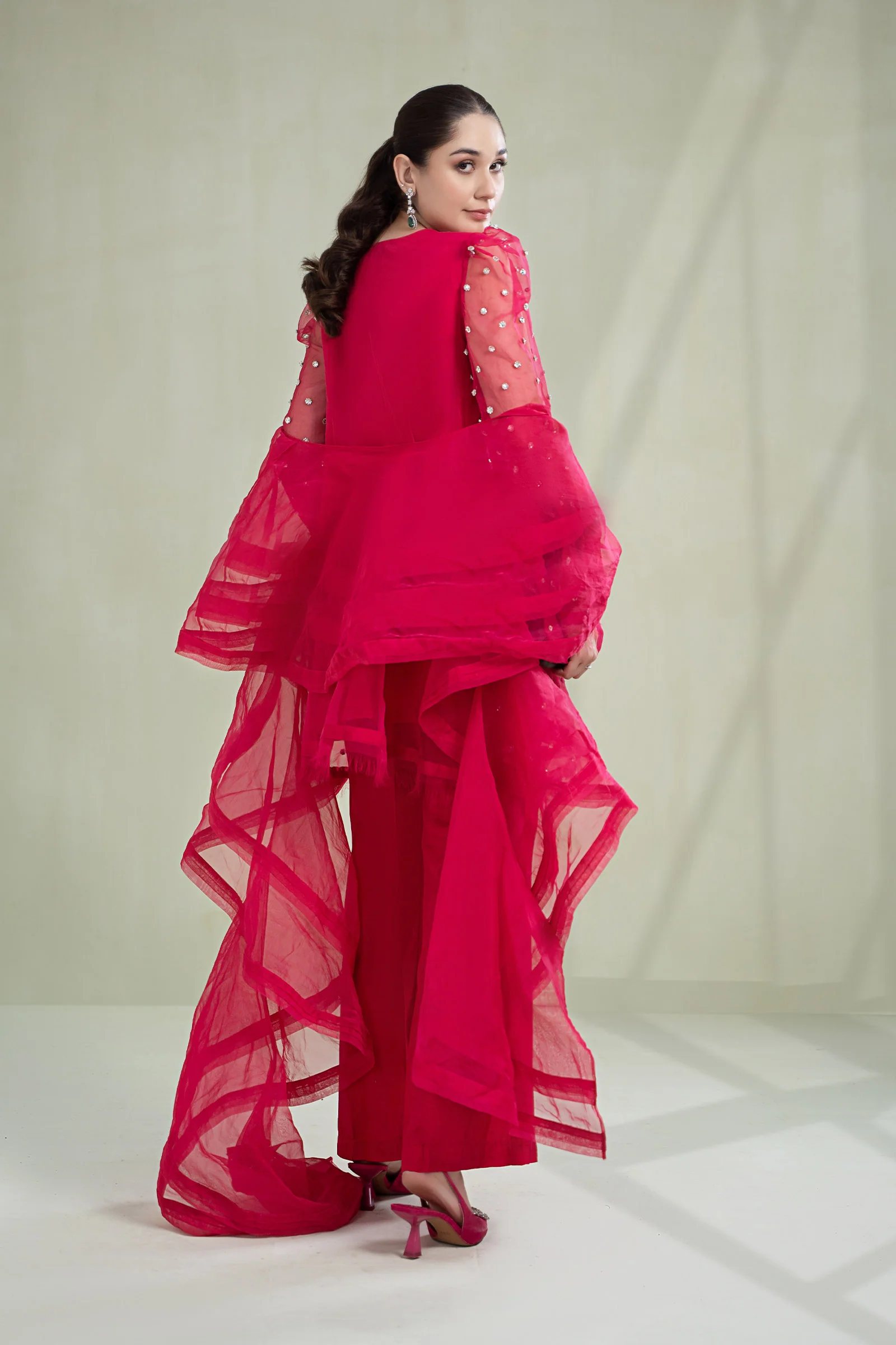 3 Piece Dyed Organza Suit - Image 5