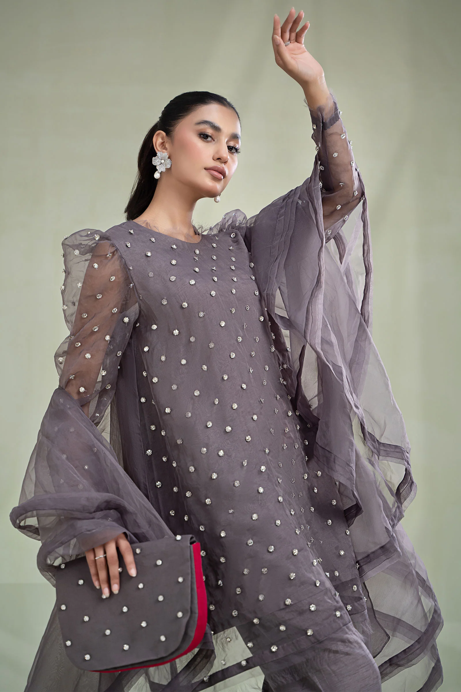 3 Piece Dyed Organza Suit - Image 2