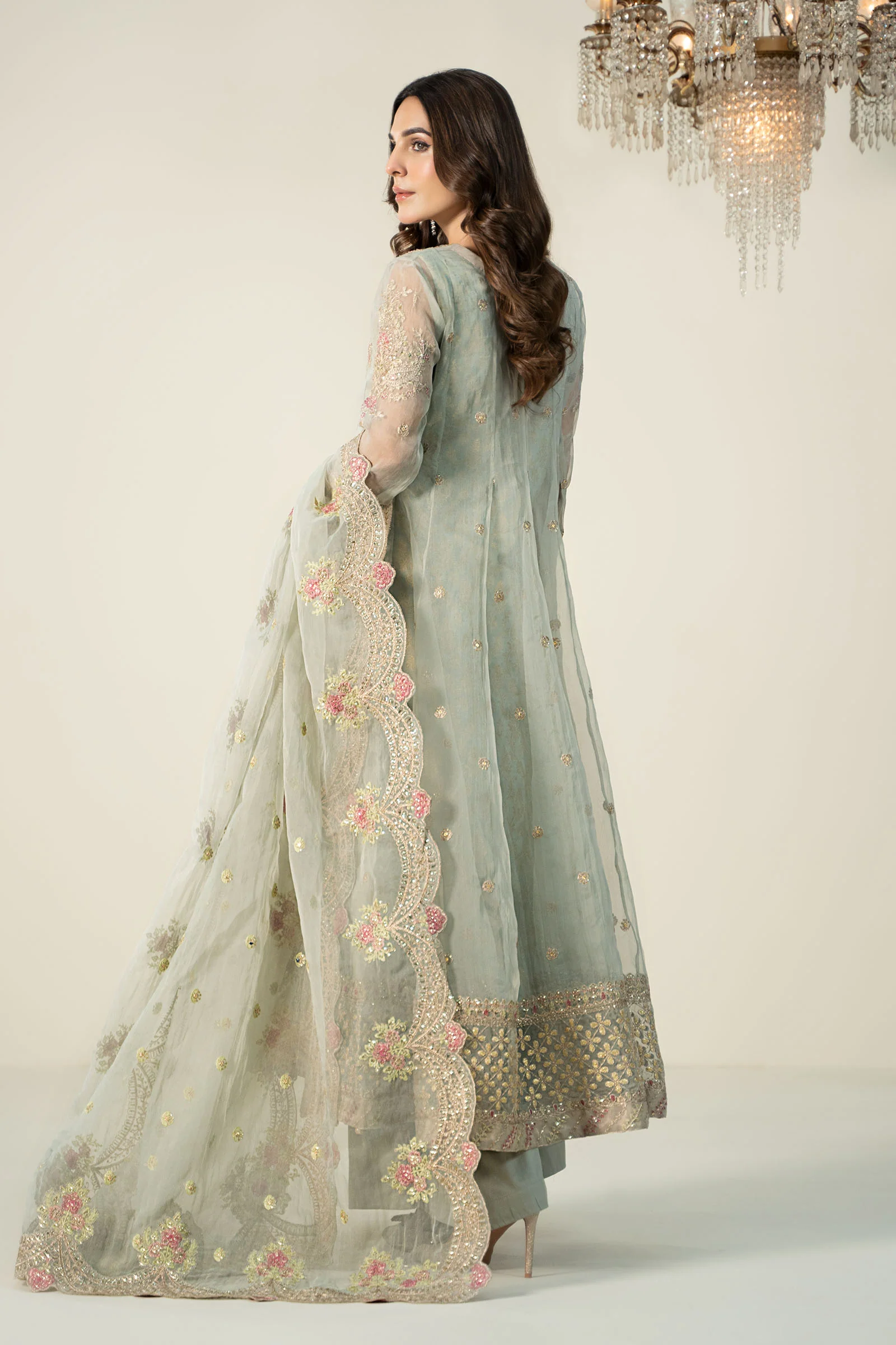 3 Piece Embroidered Organza Suit - Image 5