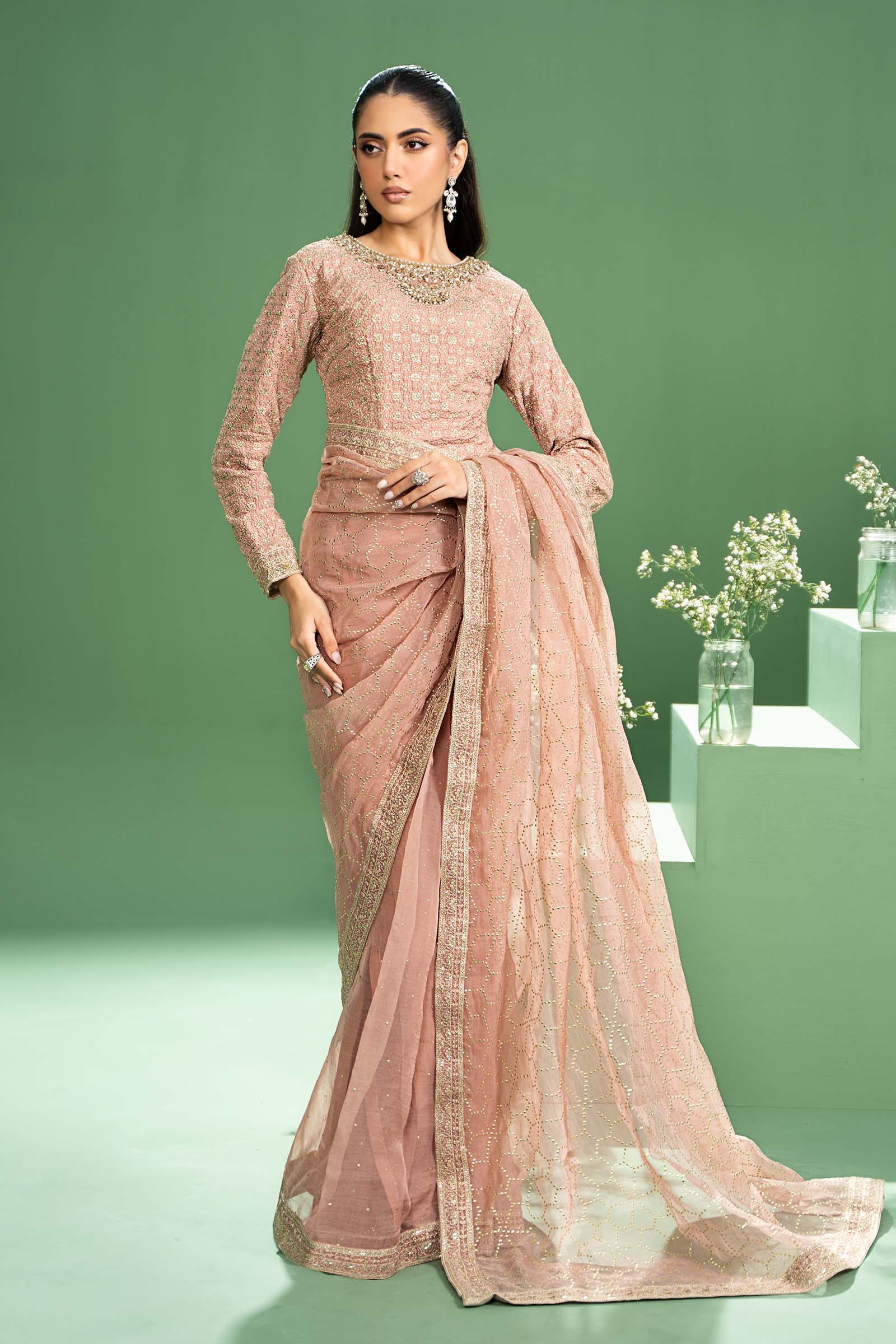 3 Piece Embroidered Raw Silk Suit - Image 5