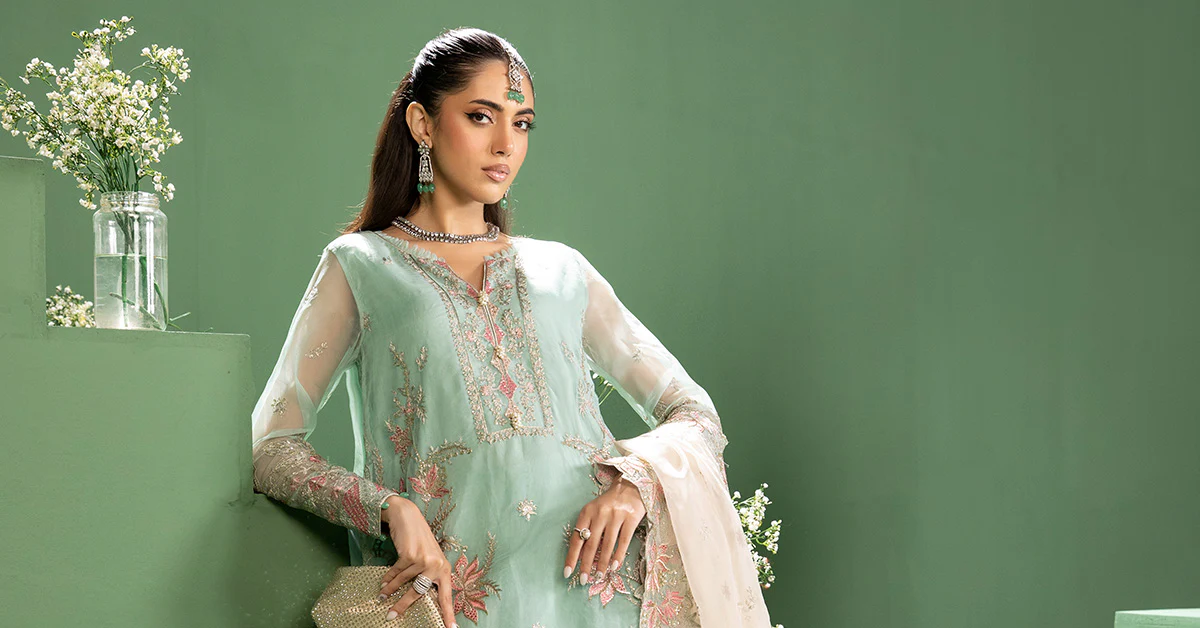 3 Piece Embroidered Raw Silk Suit - Image 5