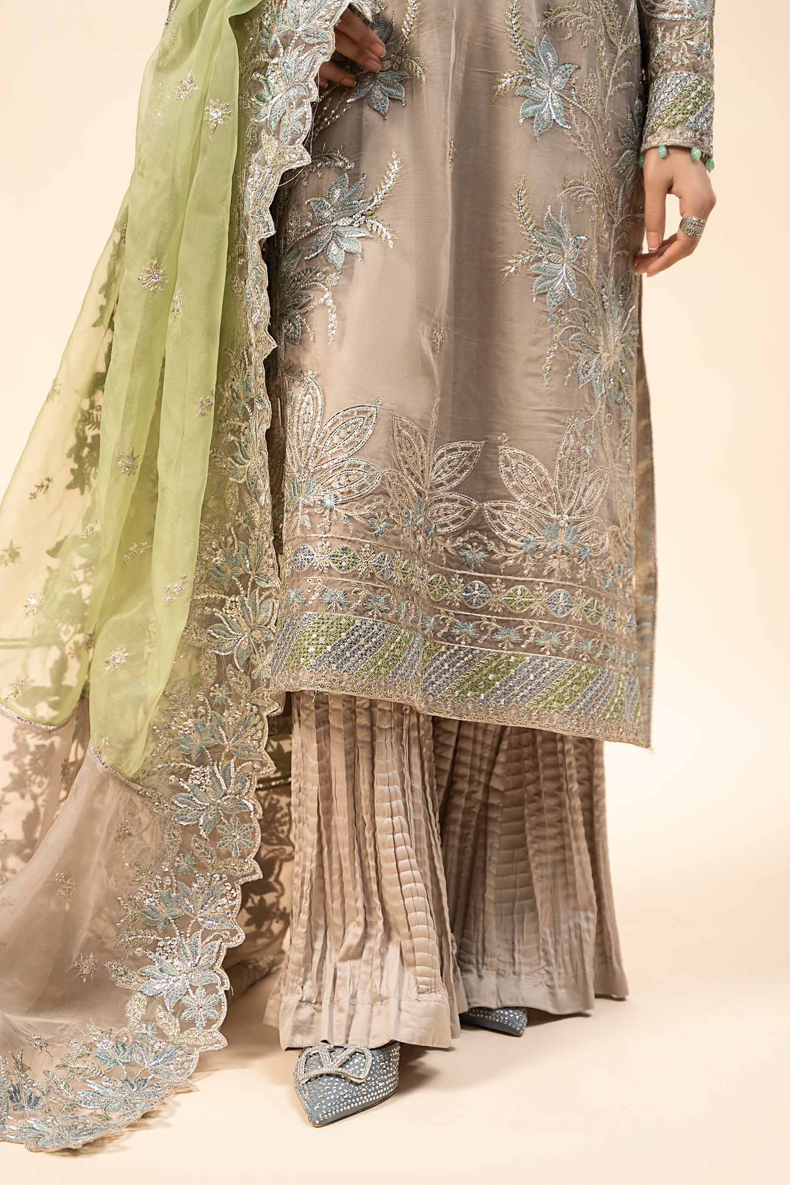 3 Piece Embroidered Raw Silk Suit - Image 5
