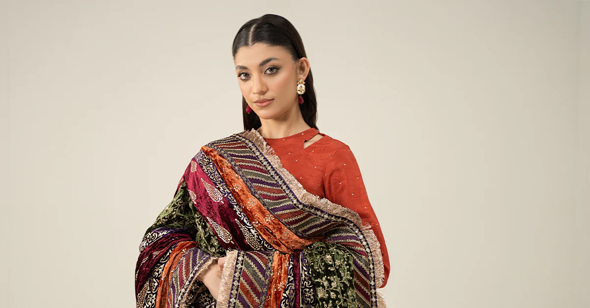 3 Piece Embroidered Raw Silk Suit - Image 6