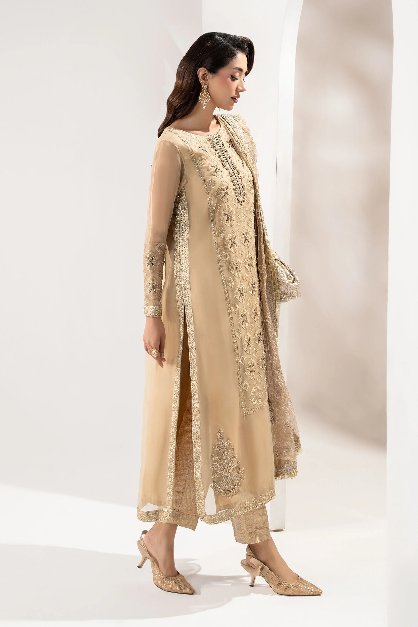 3 Piece Embroidered Organza Suit - Image 6