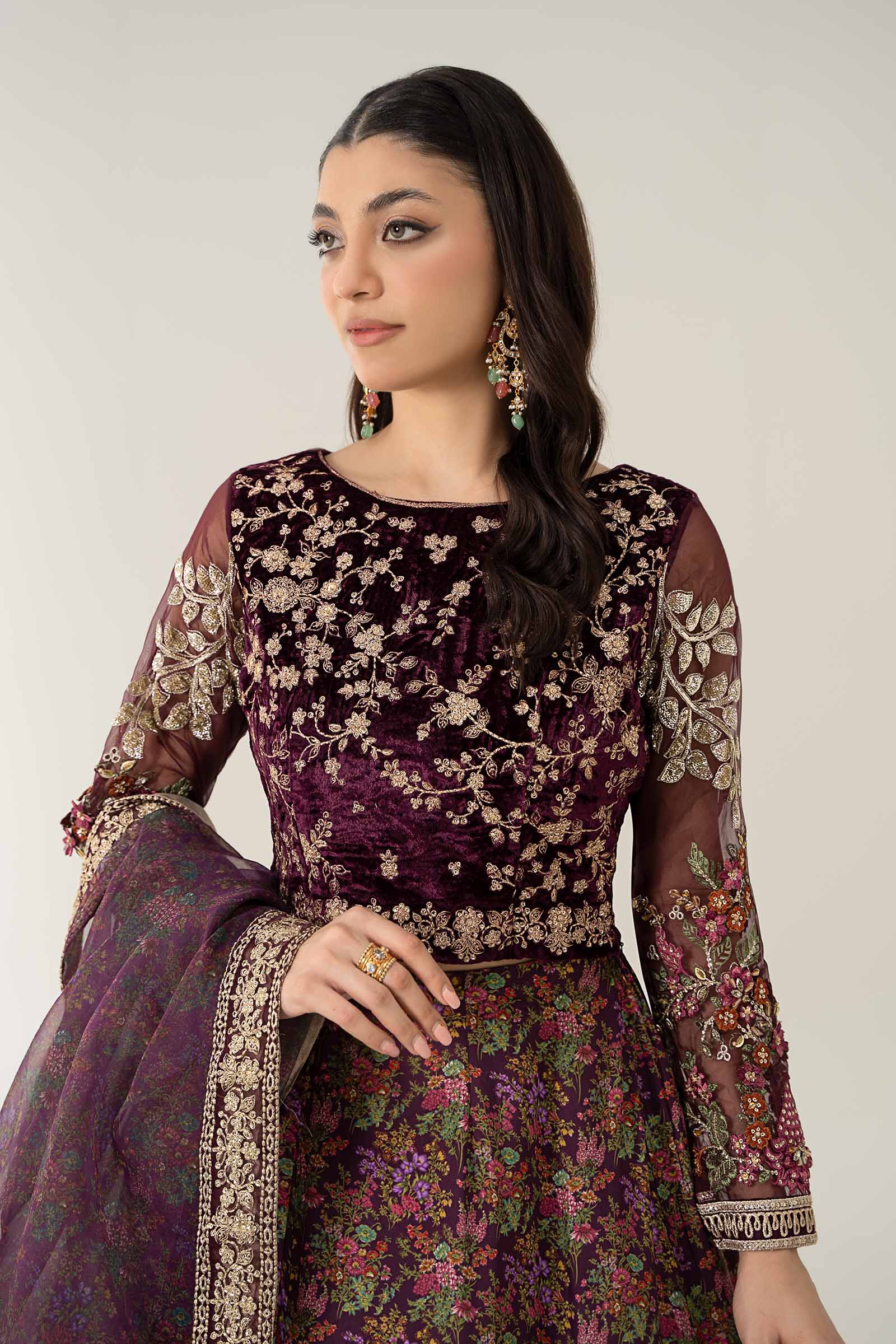3 Piece Embroidered Velvet Suit