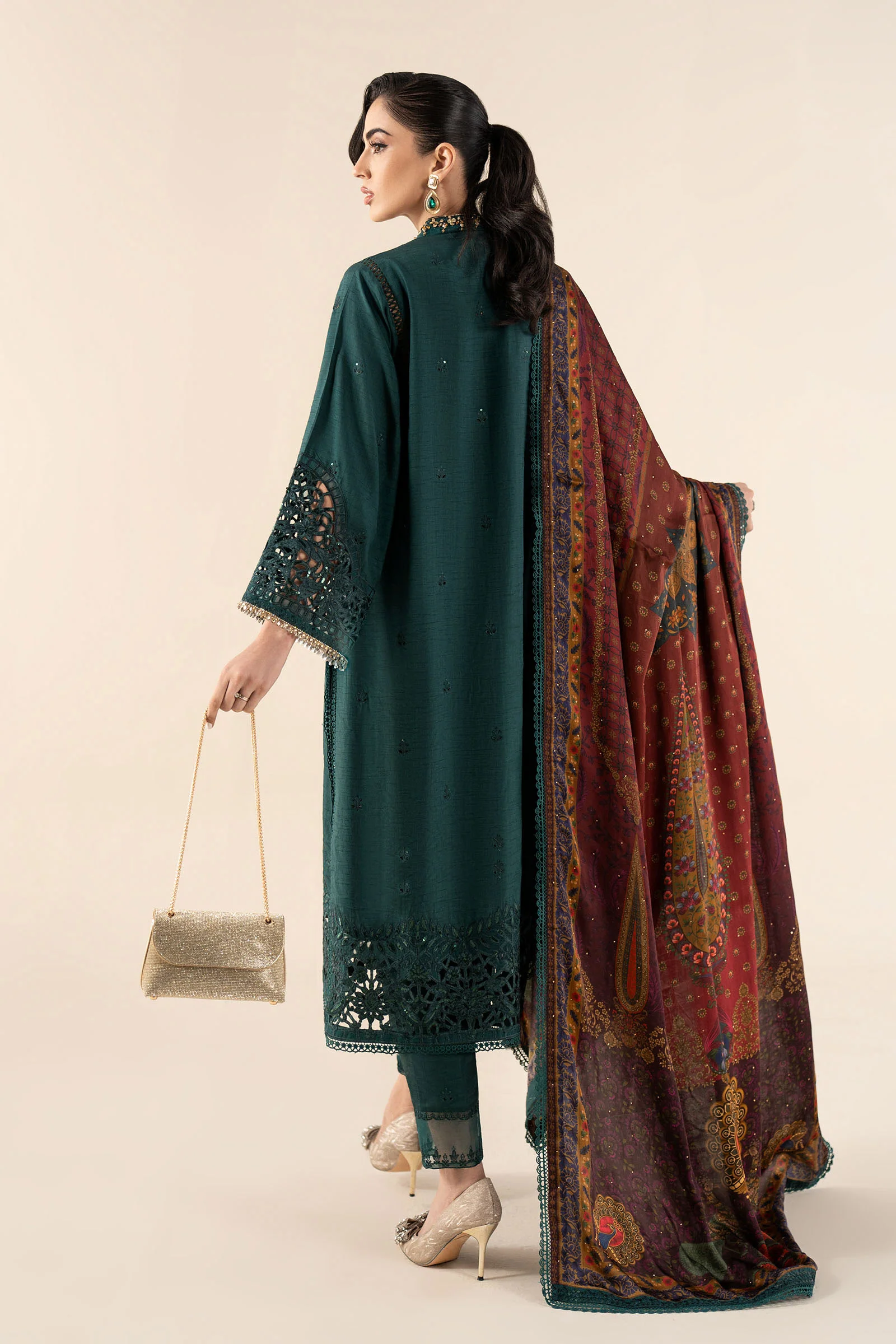 3 Piece Embroidered Raw Silk Suit - Image 6