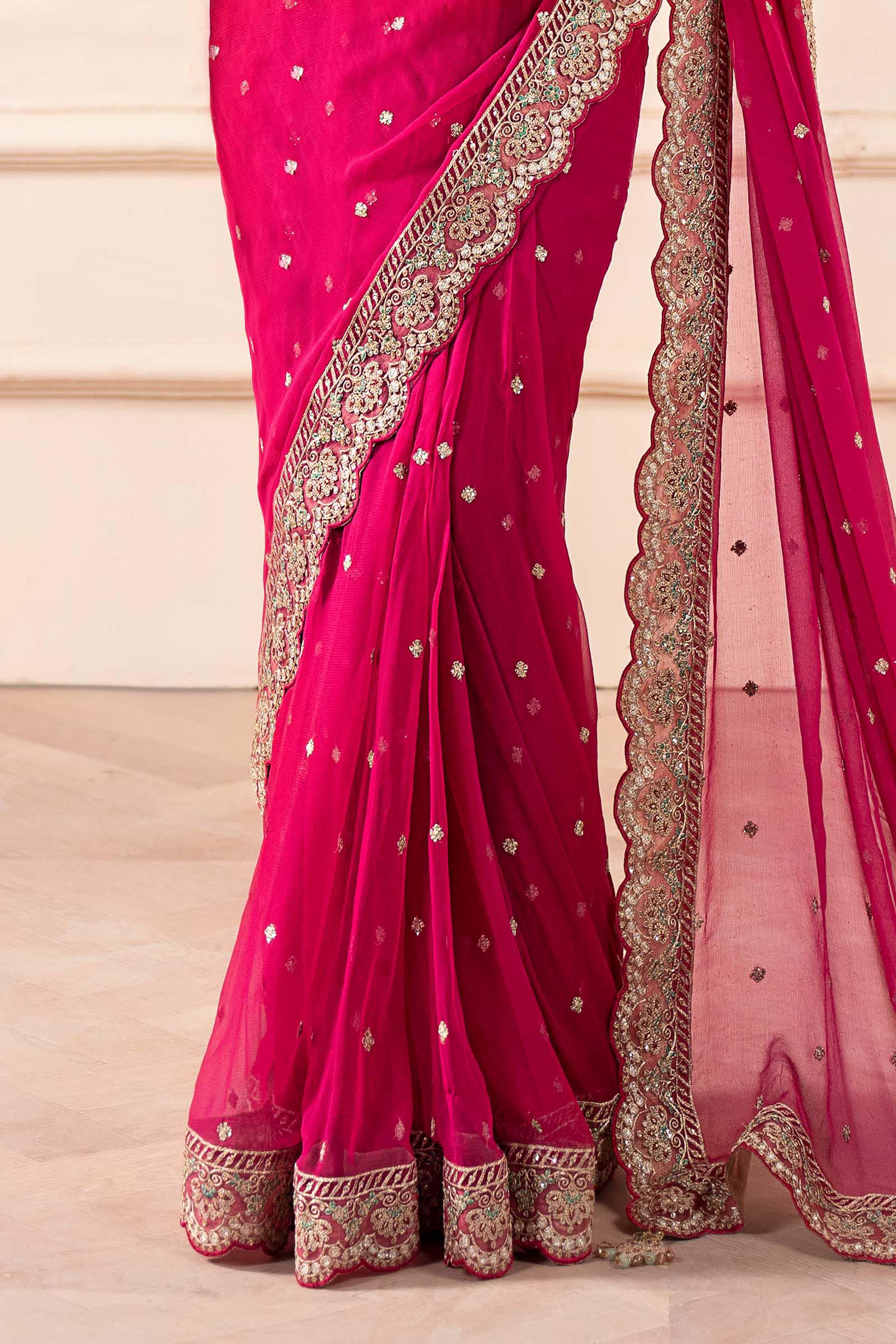 Embroidered Chiffon Saree - Image 5