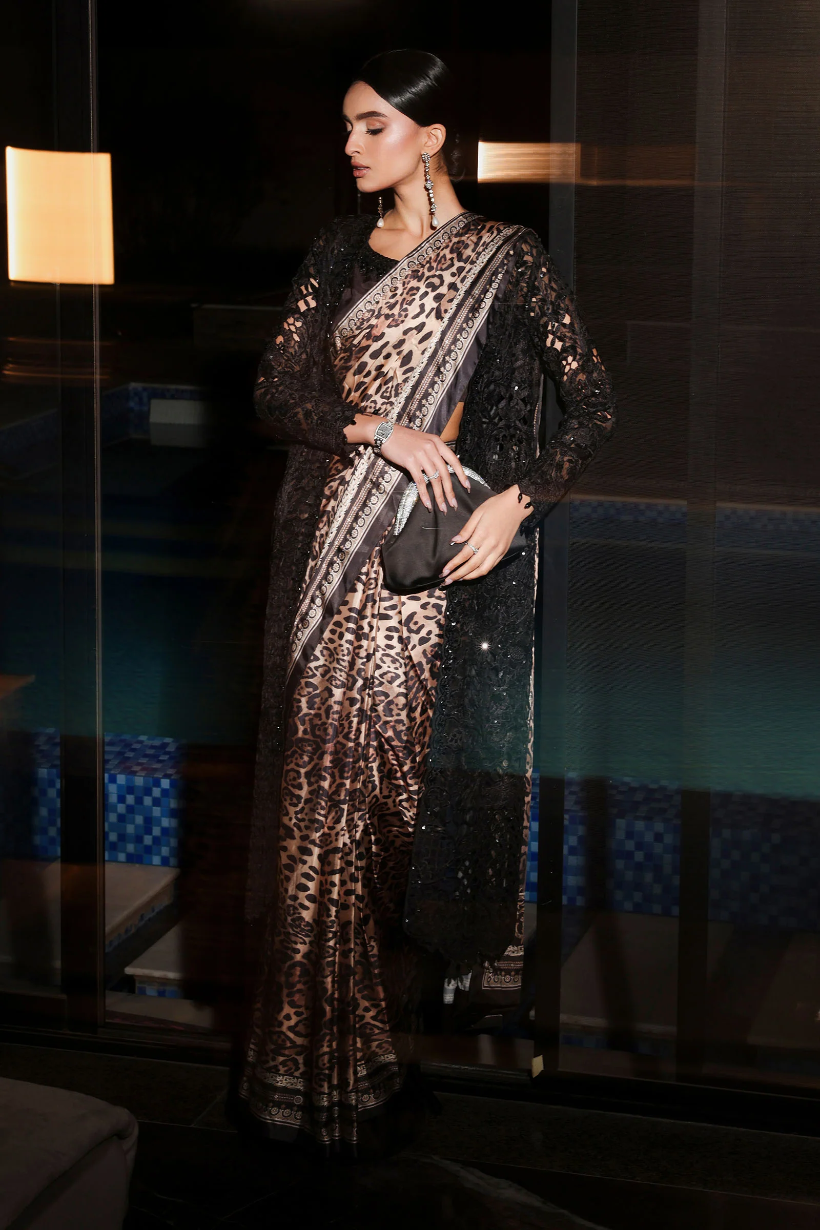 Embroidered Satin Silk Saree - Image 9