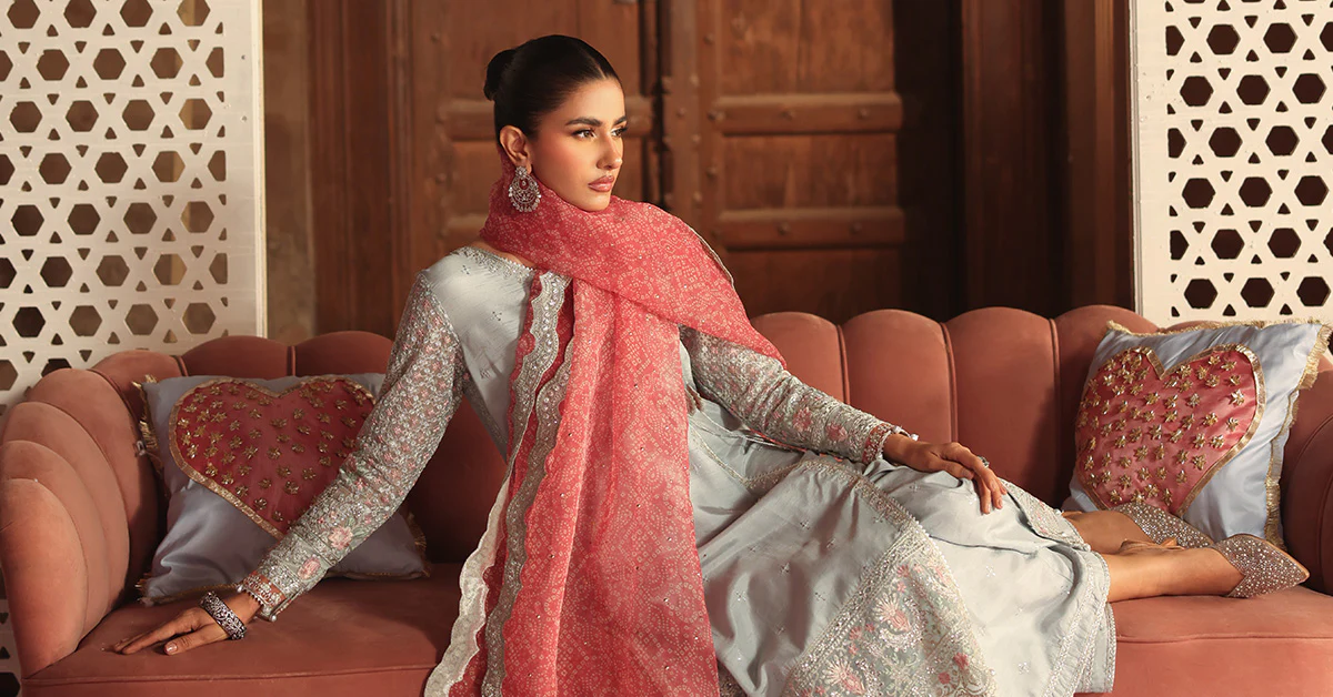 3 Piece Embroidered Raw Silk Suit - Image 10