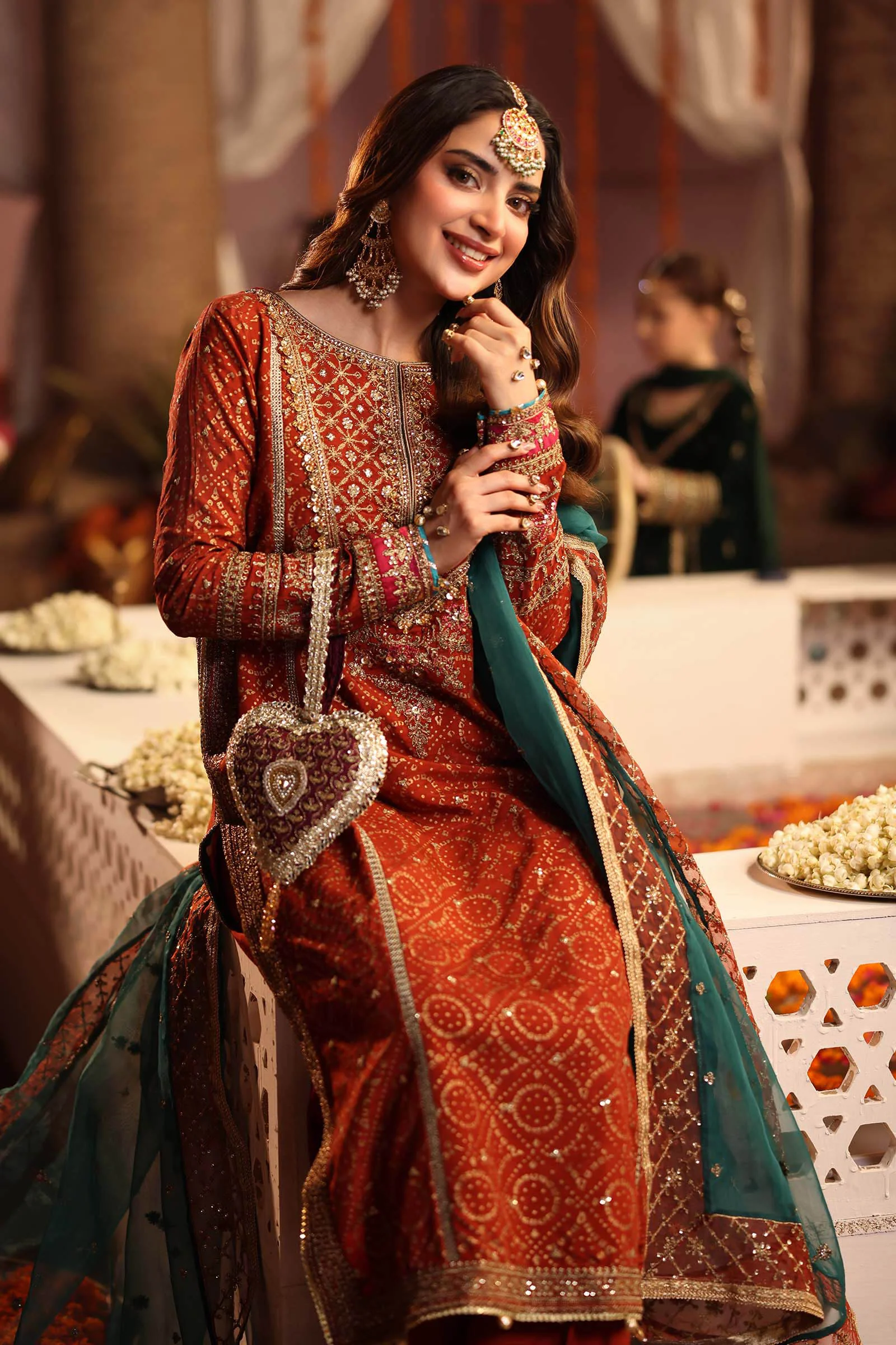 3 Piece Embroidered Raw Silk Suit - Image 2