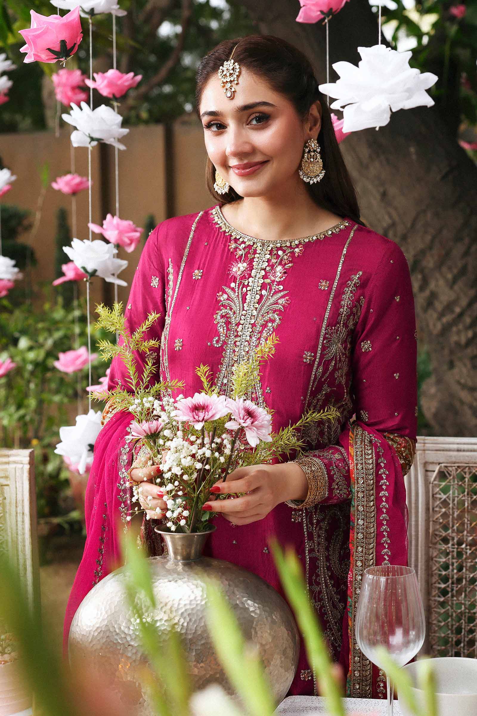 3 Piece Embroidered Raw Silk Suit - Image 3