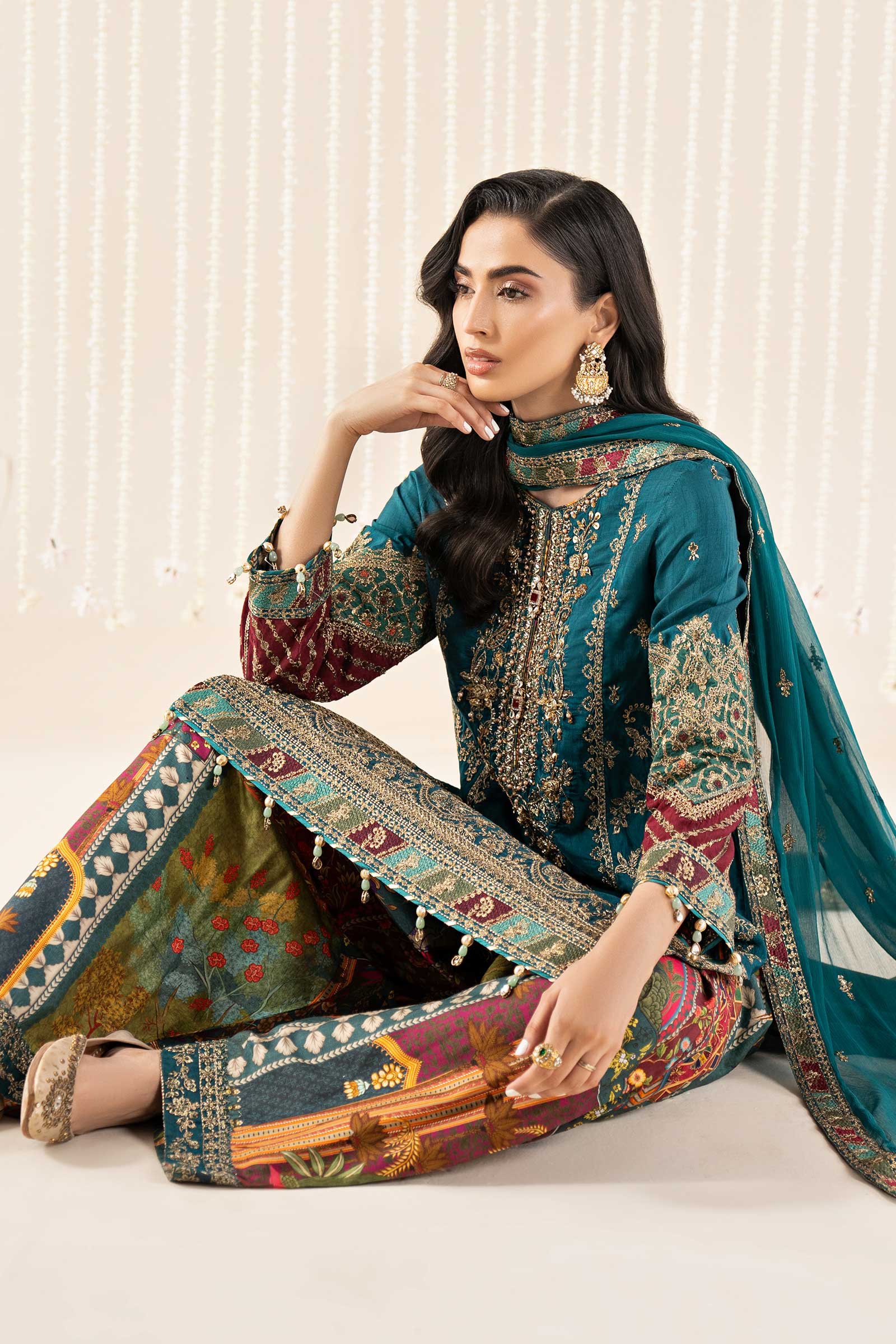3 Piece Embroidered Raw Silk Suit - Image 4