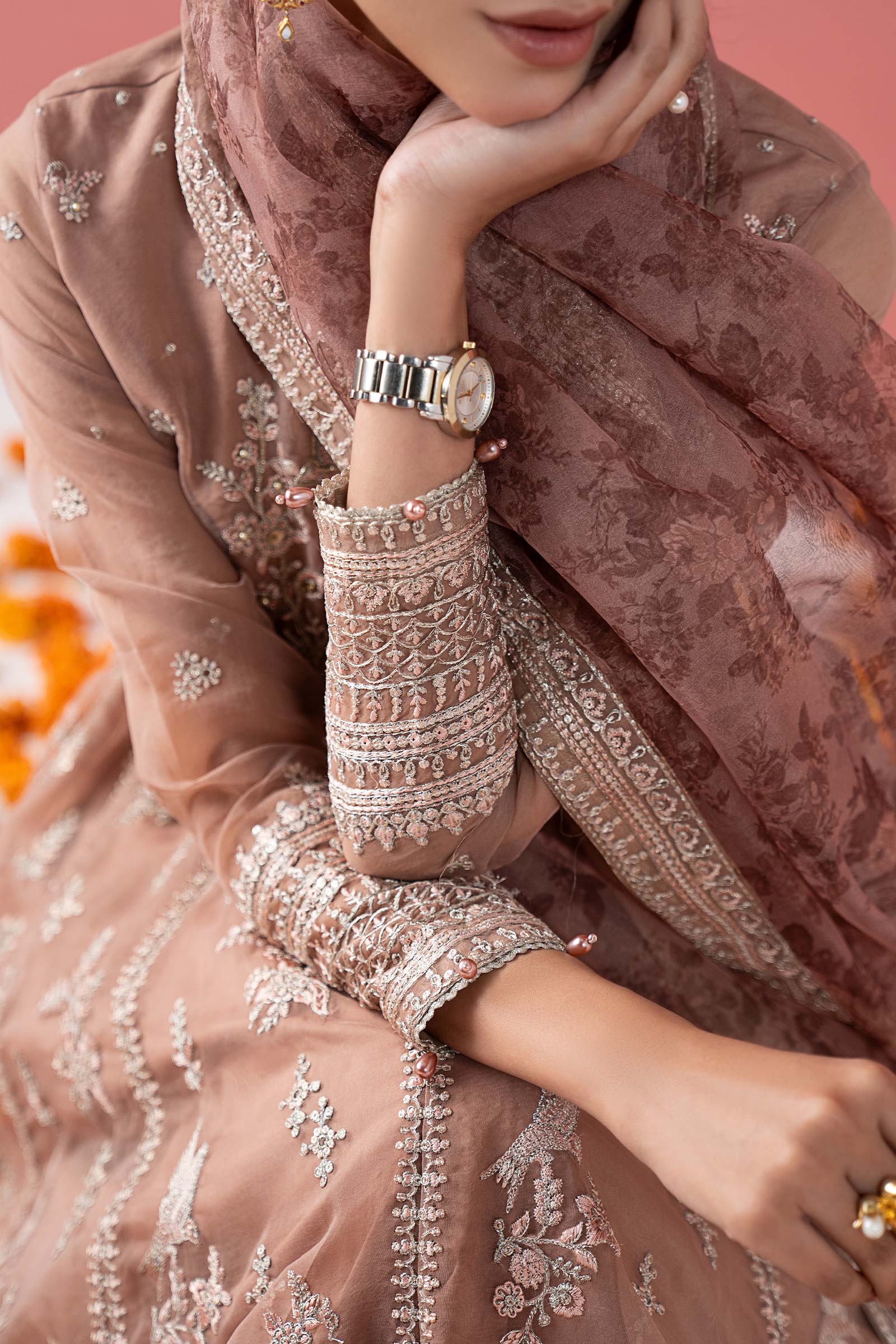 3 Piece Embroidered Organza Suit - Image 3
