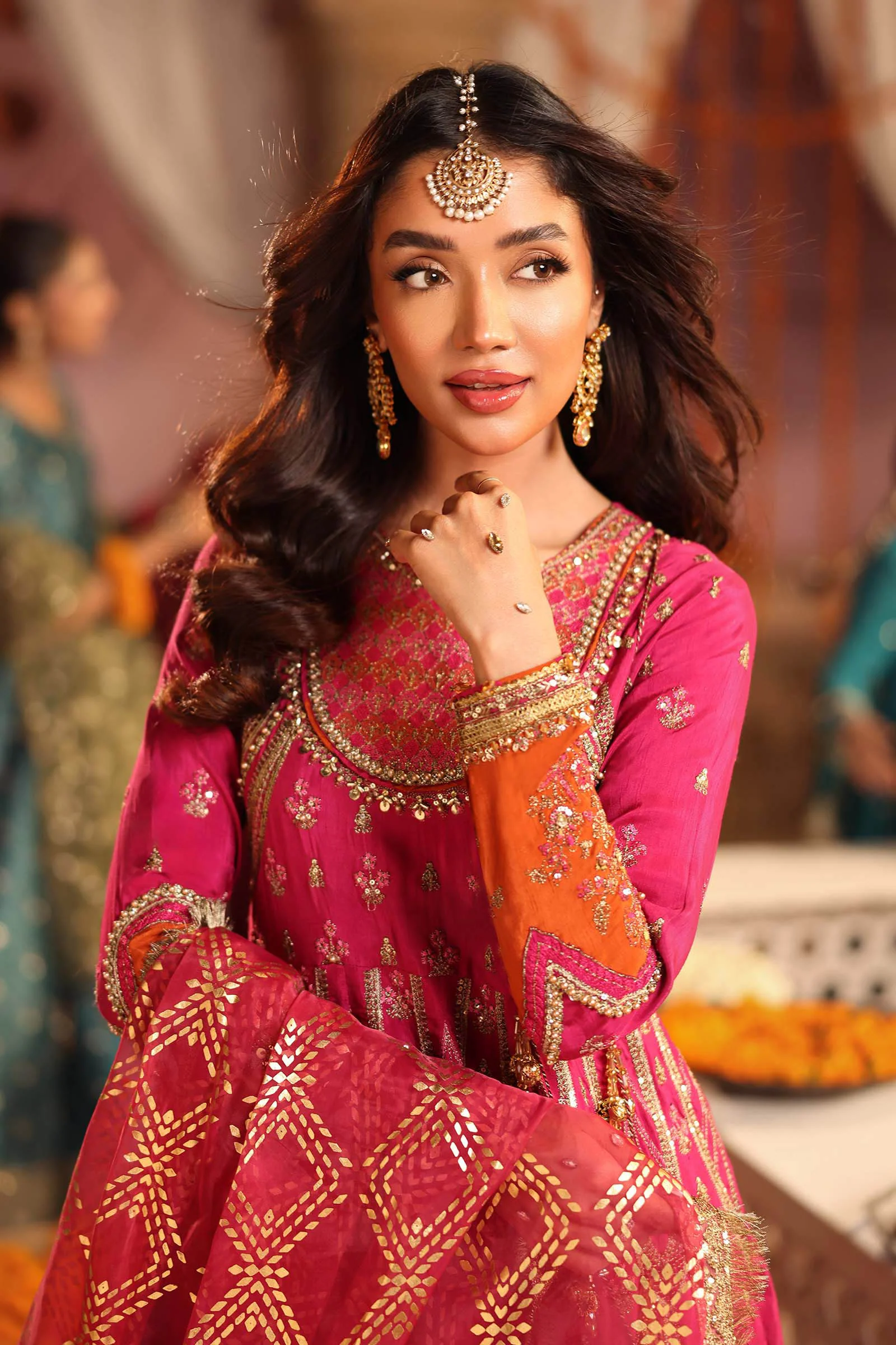 3 Piece Embroidered Raw Silk Suit - Image 3